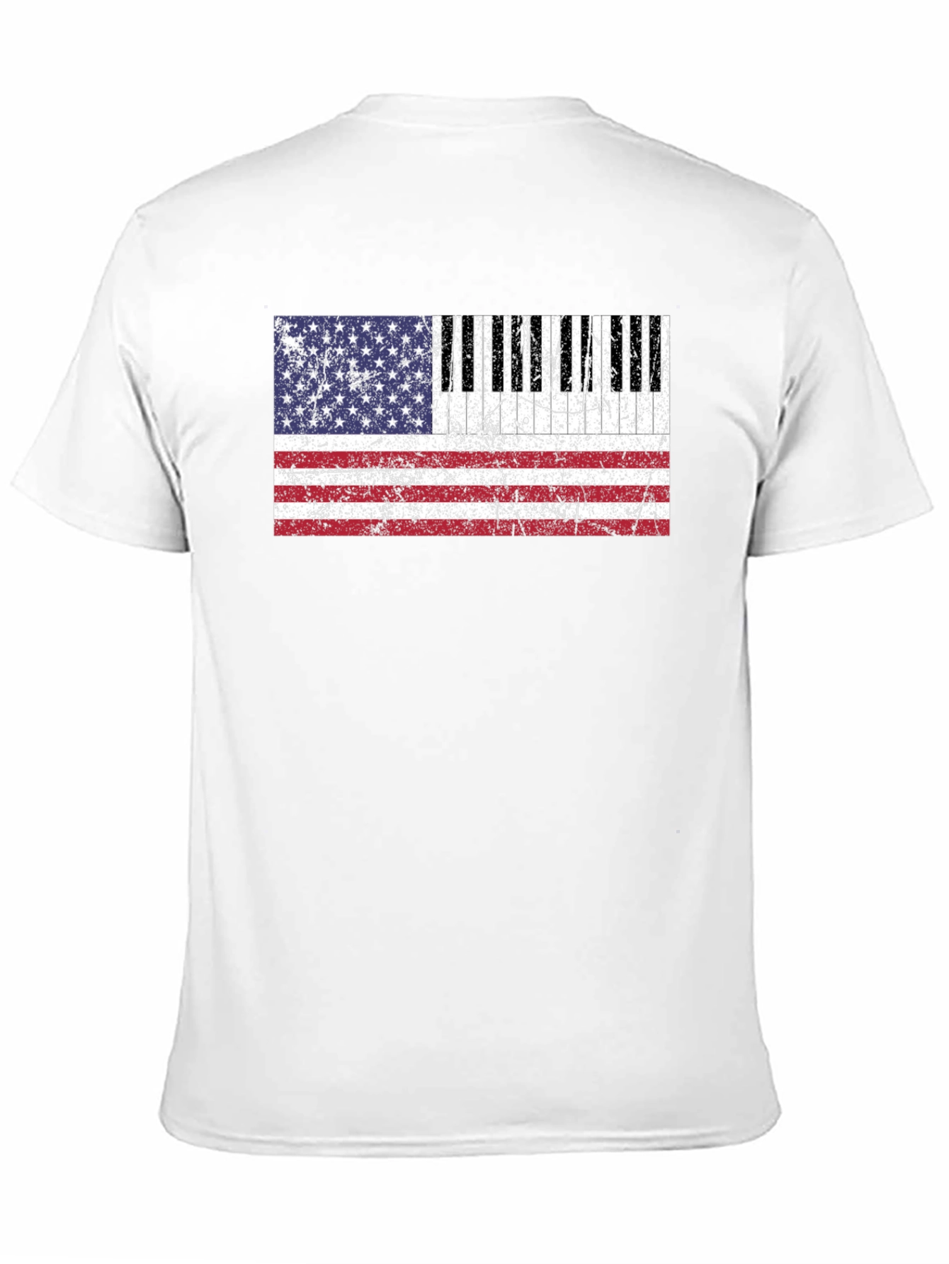 Black Piano Keys American Flag Graphic T-Shirt view 11