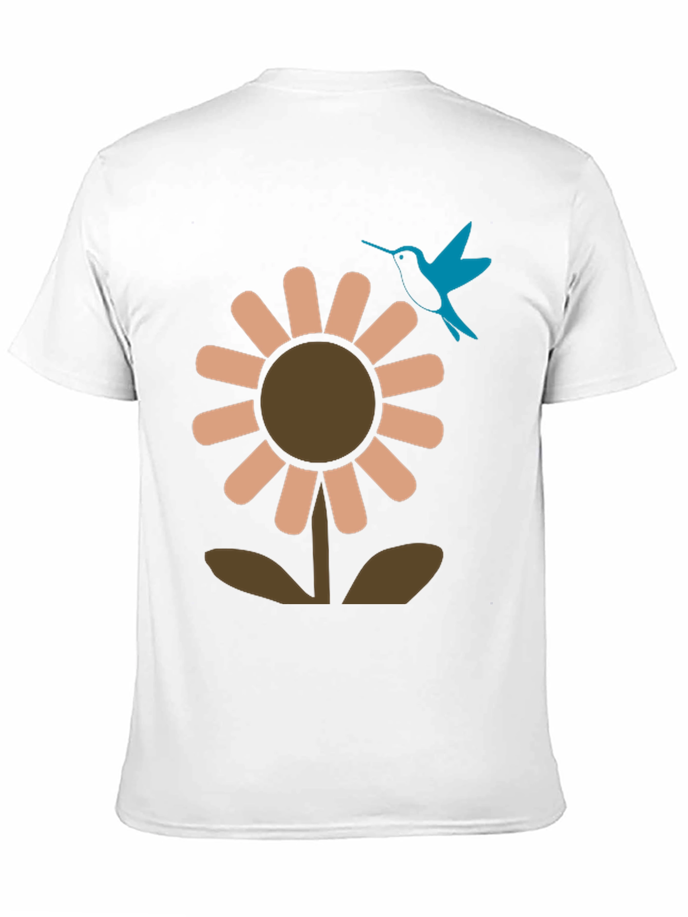 Black Black Graphic Tee: Flower & Hummingbird Design view 11