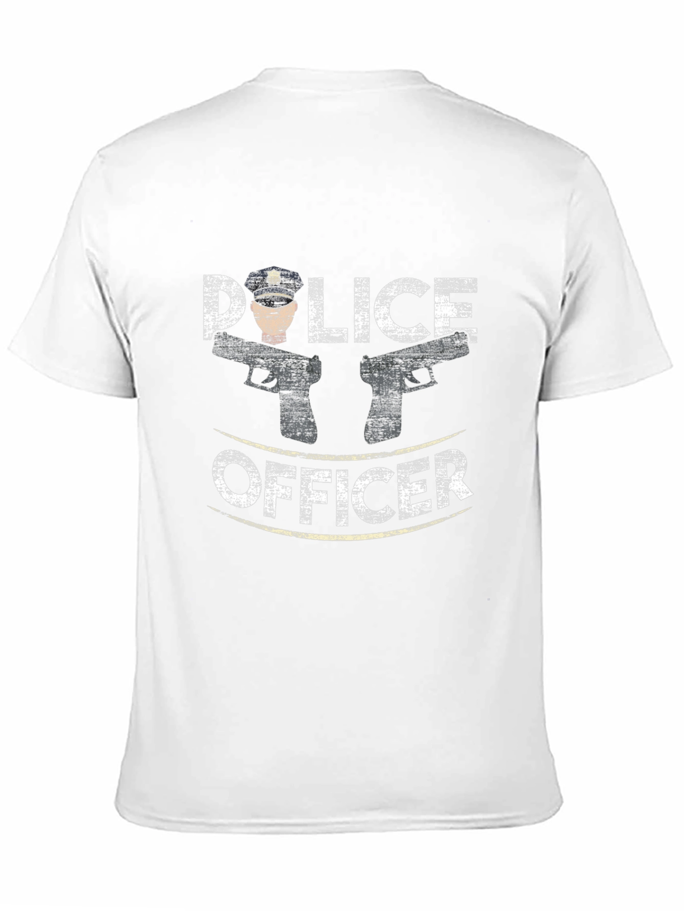 Police Officer Graphic Tee - Black Cotton T-Shirt - 11