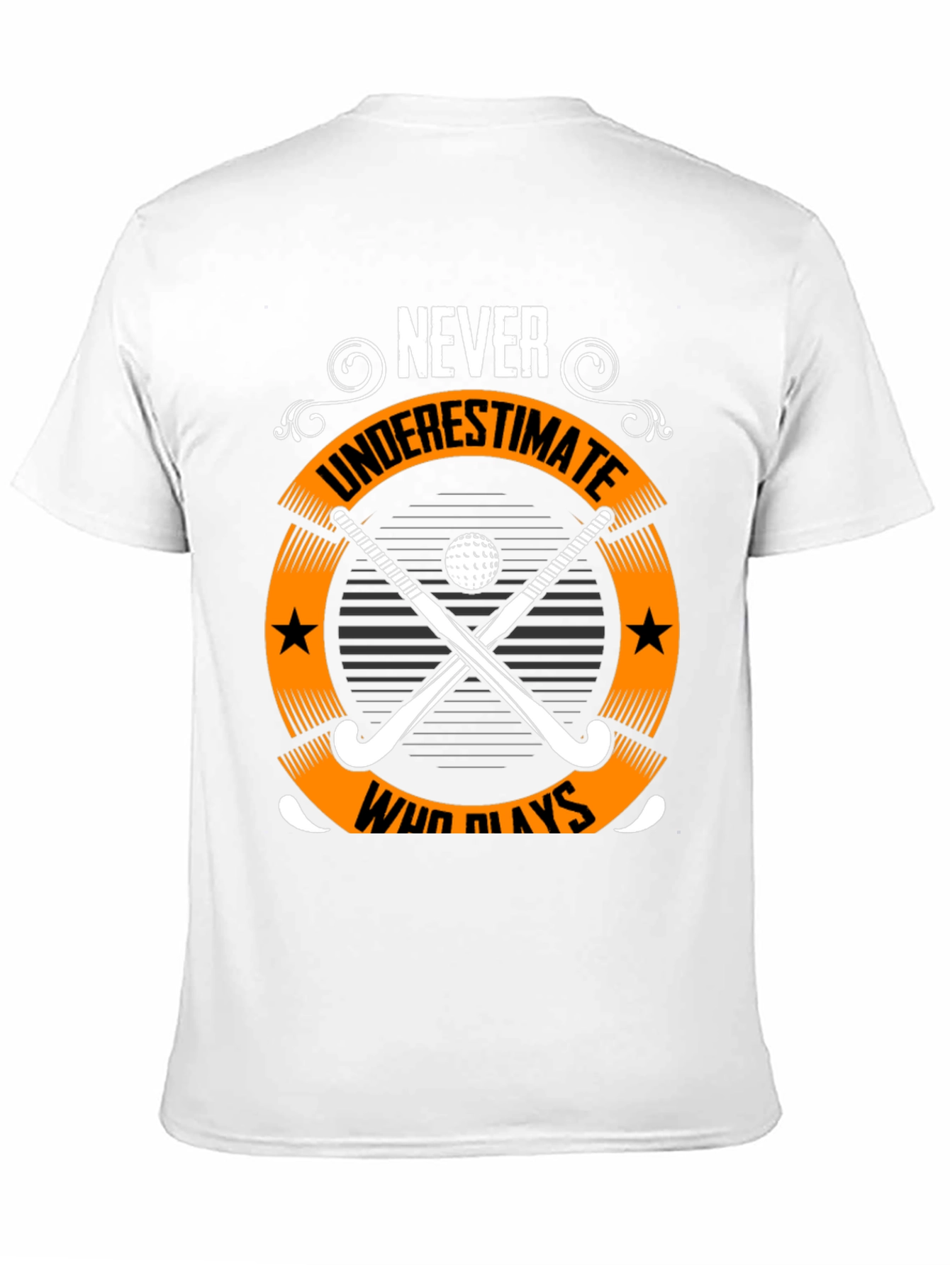 Black Never Underestimate Who Plays Hockey Graphic Tee view 11