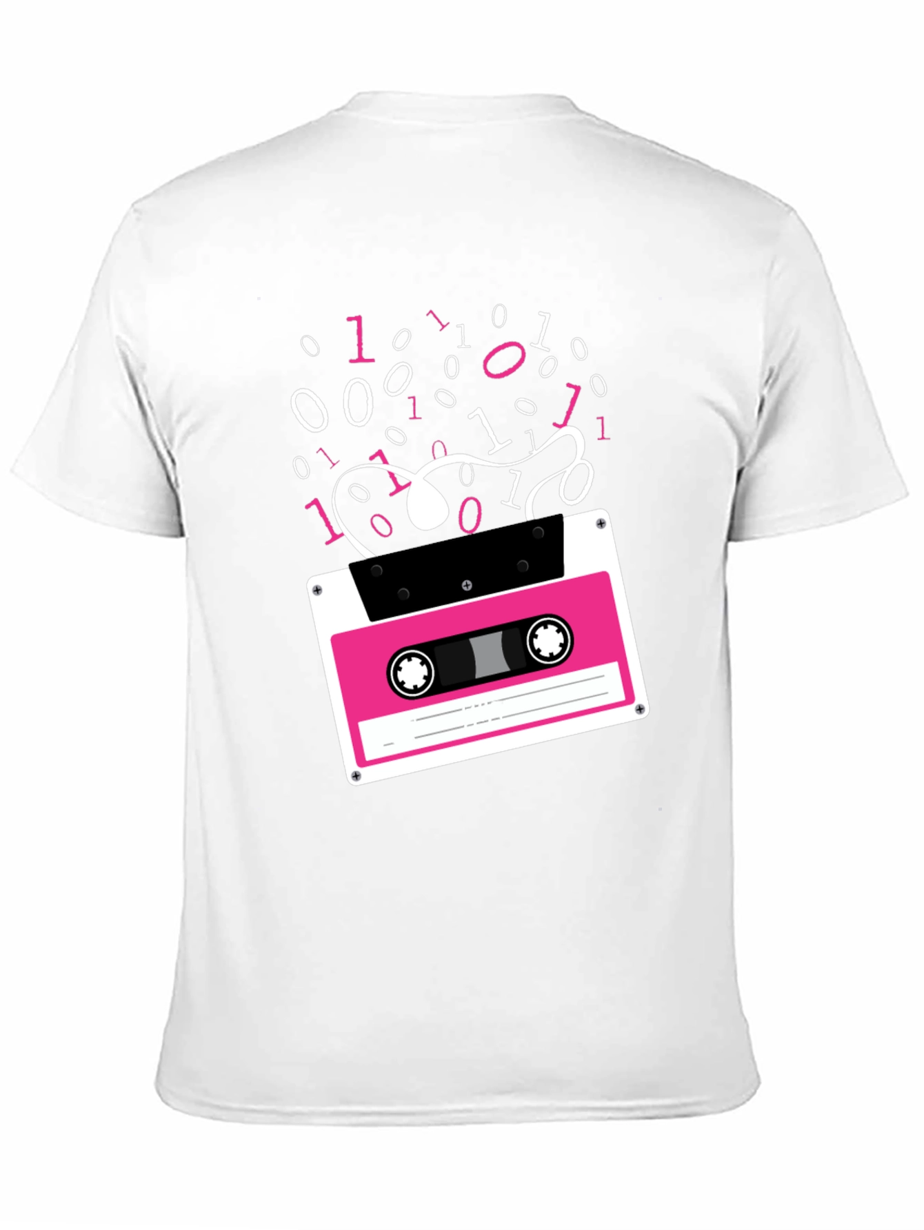 Black Retro Cassette Tape Binary Code Graphic Tee view 11
