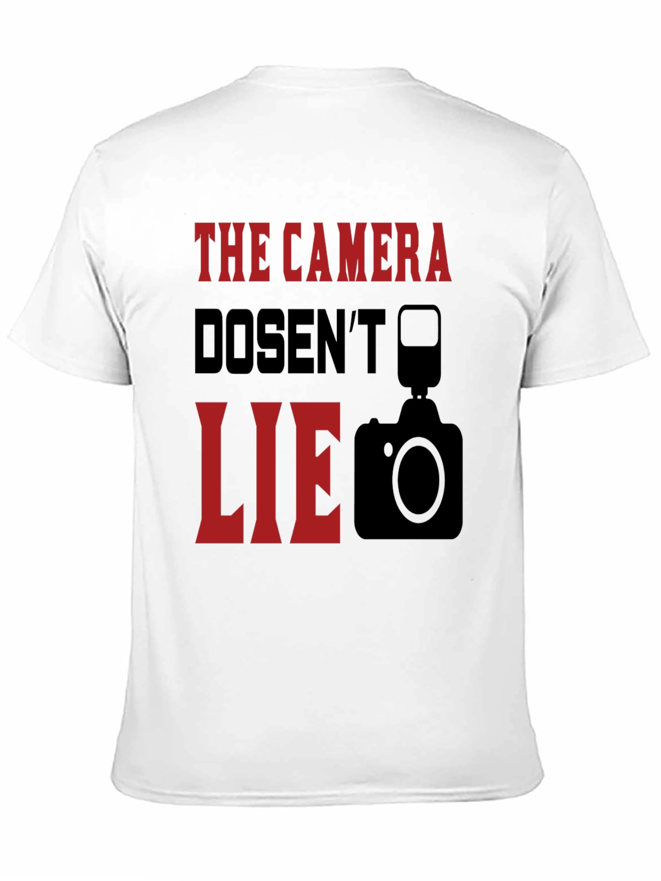 Black The Camera Doesn't Lie Graphic T-Shirt view 11
