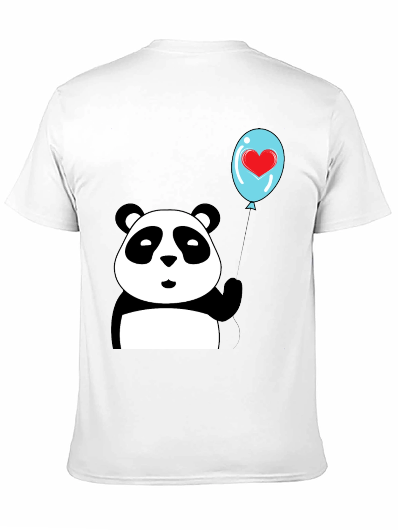 Black Cute Panda with Heart Balloon Graphic Tee view 11