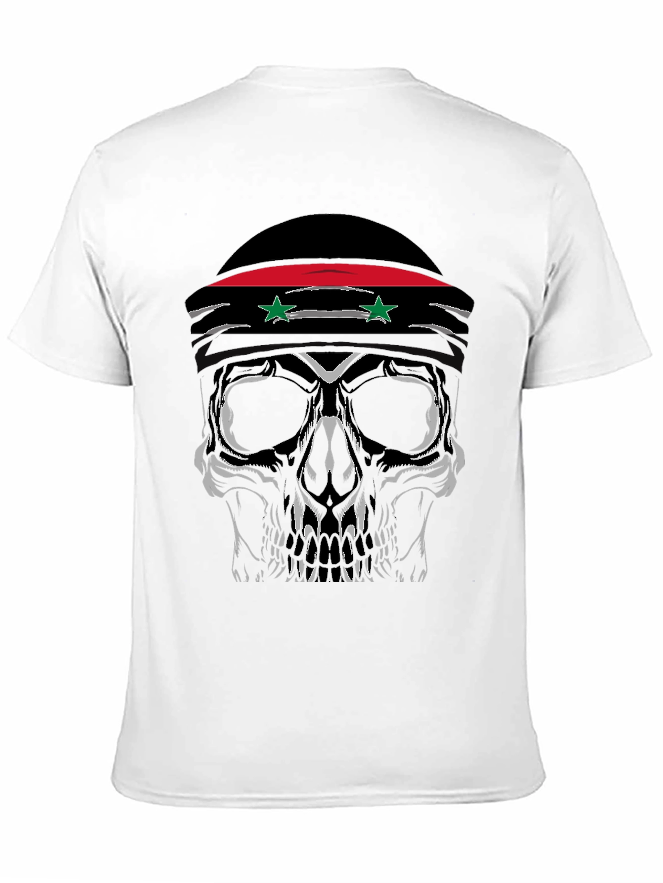 Black Skull T-Shirt with Syrian Flag Headband - Men's view 11
