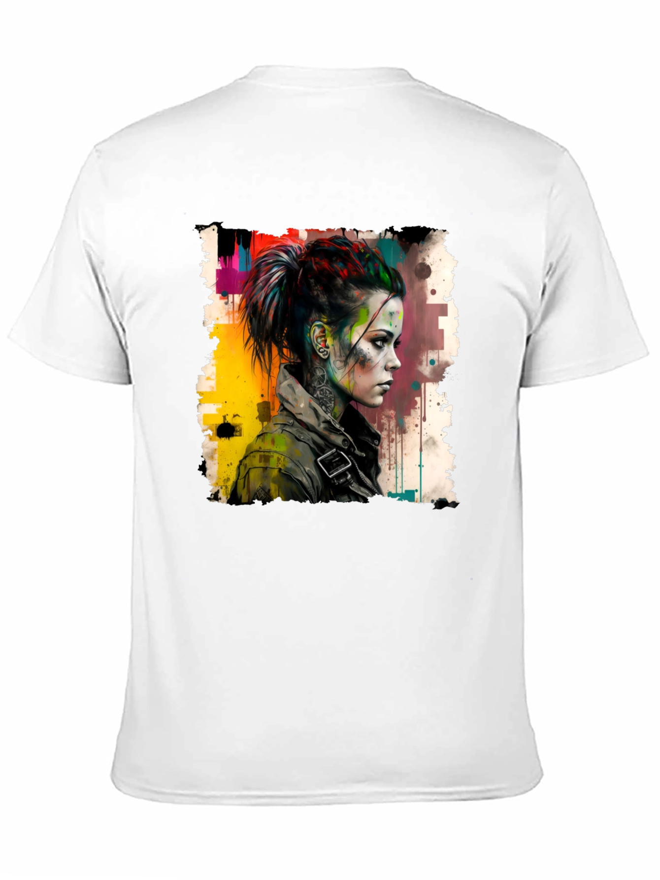 Black Edgy Watercolor Woman Graphic Tee view 11