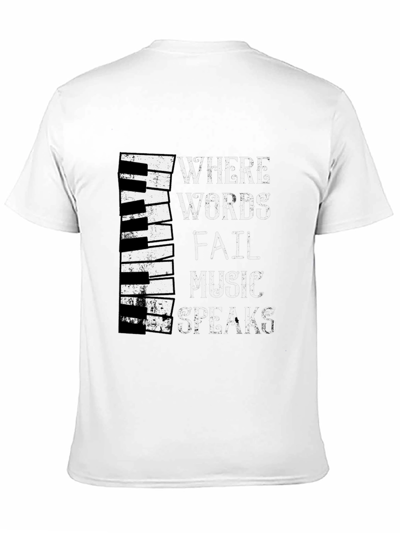 Black Music Speaks T-Shirt - Piano Keyboard Design view 11