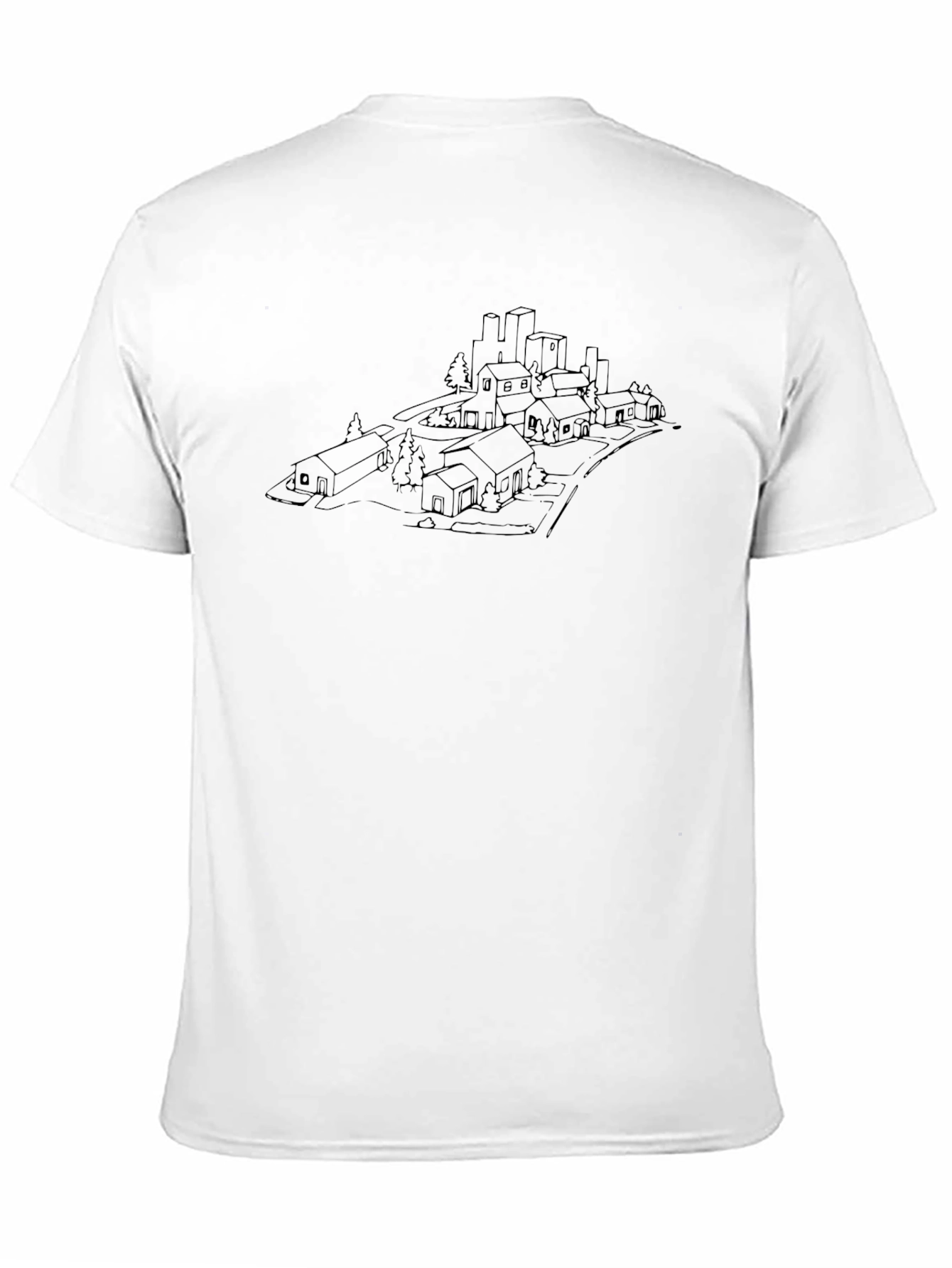 Black Urban Sketch Black T-Shirt - Cityscape Design view 11