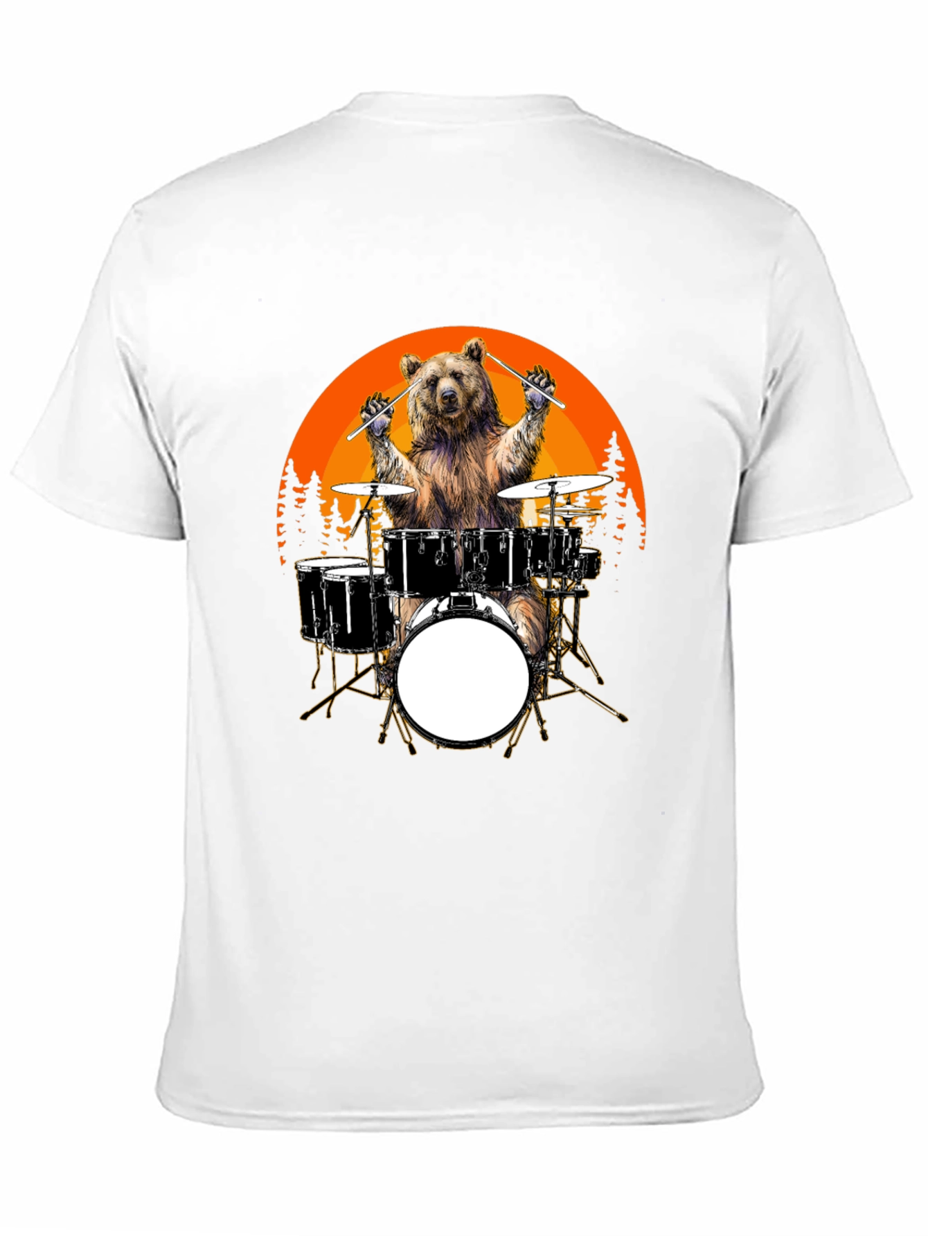 Black Bear Drummer T-Shirt - Sunset Design, Unique Graphic Tee view 11