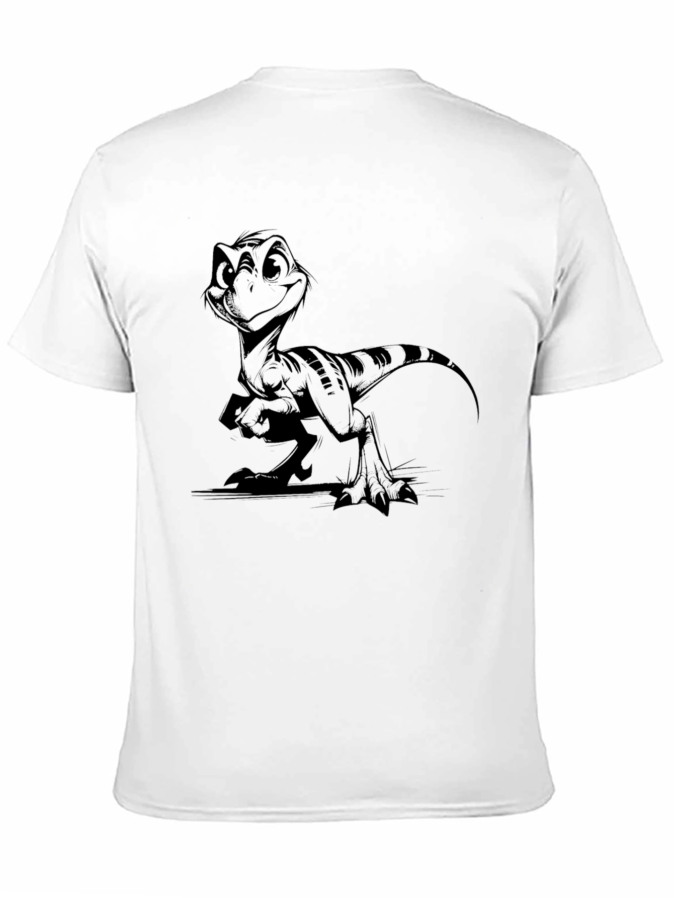 Black Cartoon Dinosaur Black T-Shirt view 11