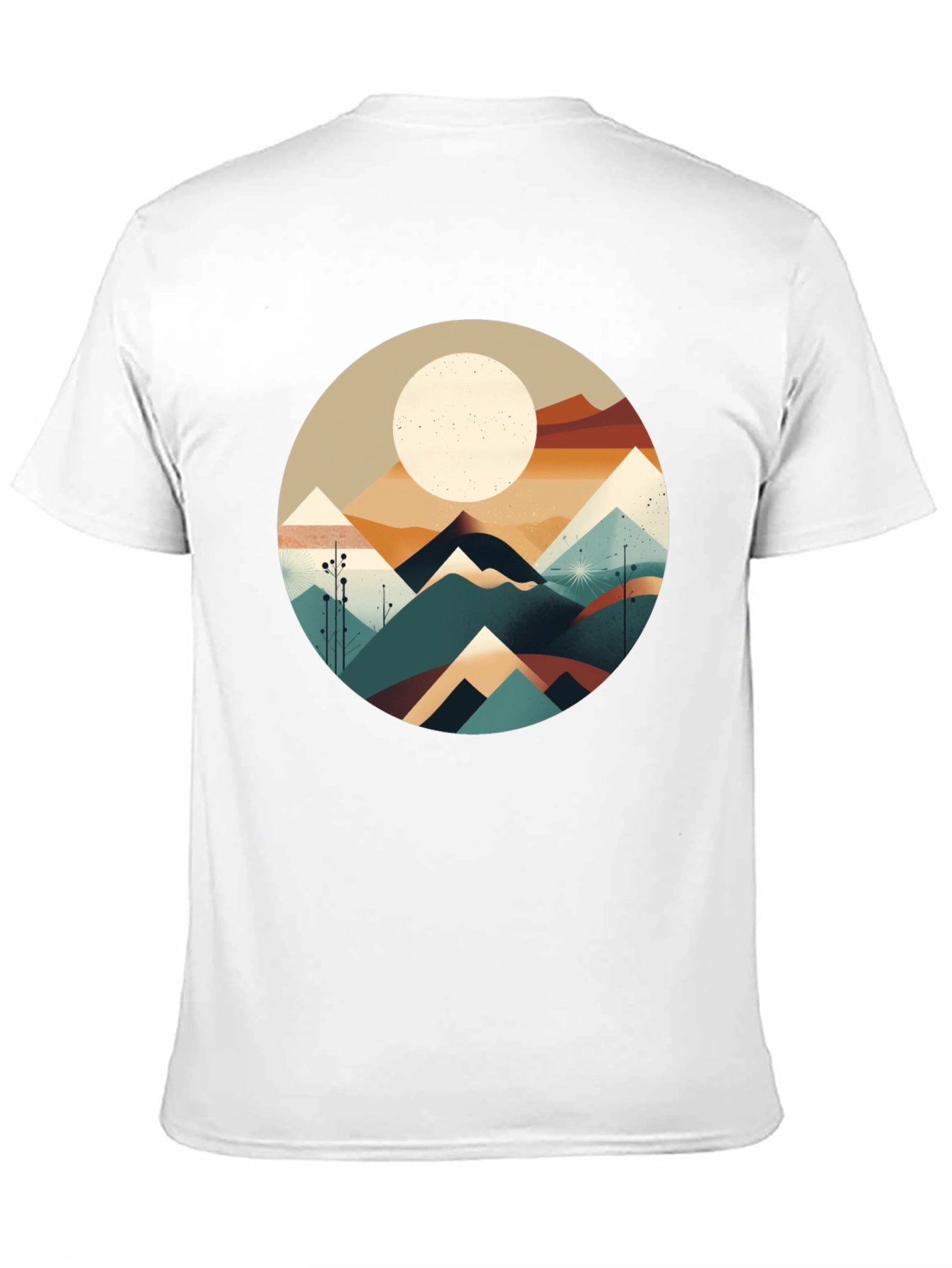 Black Geometric Mountain & Moon Graphic Tee - Black view 11
