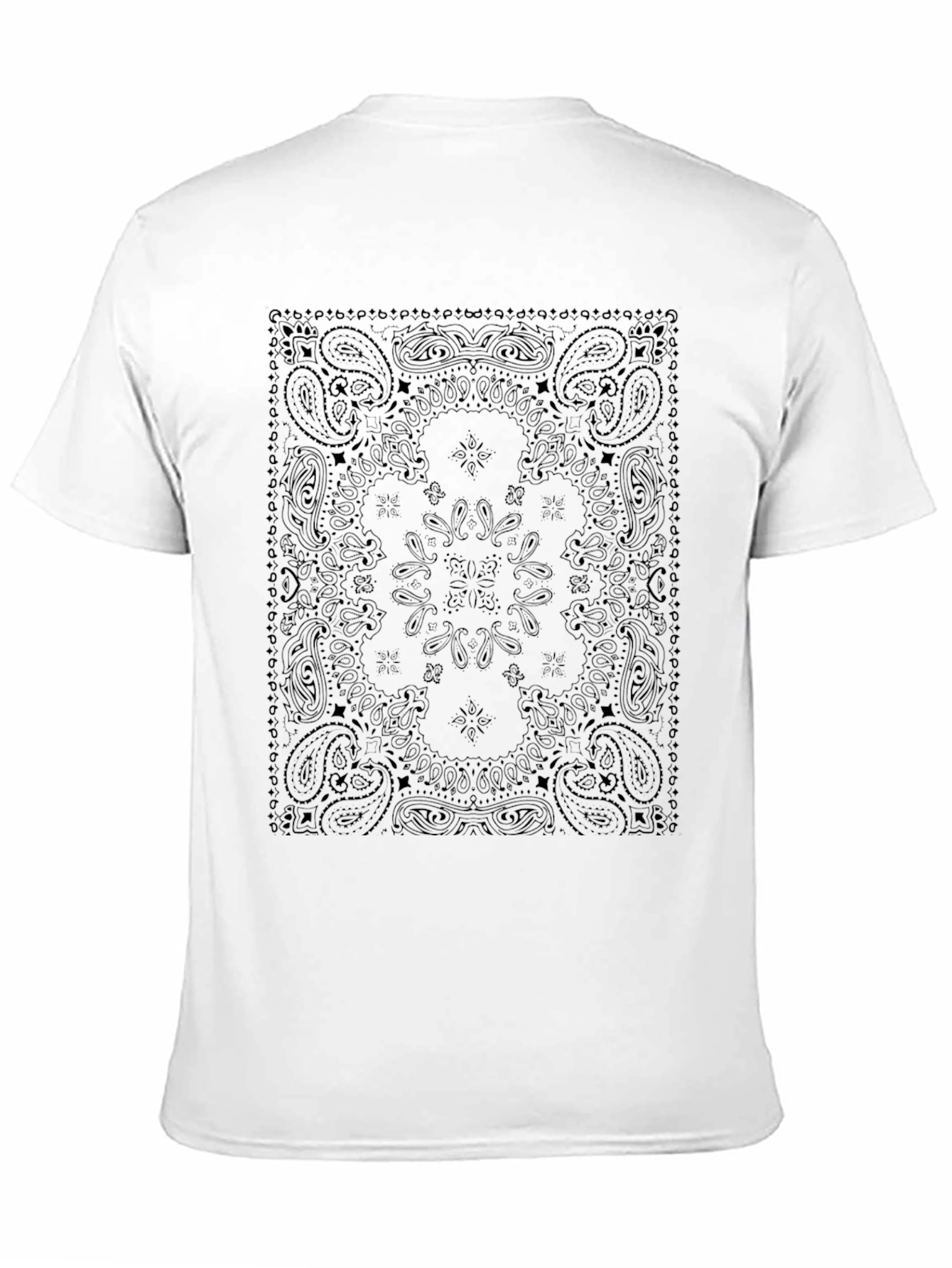 Black Men's Black Bandana Print Crew Neck T-Shirt view 11