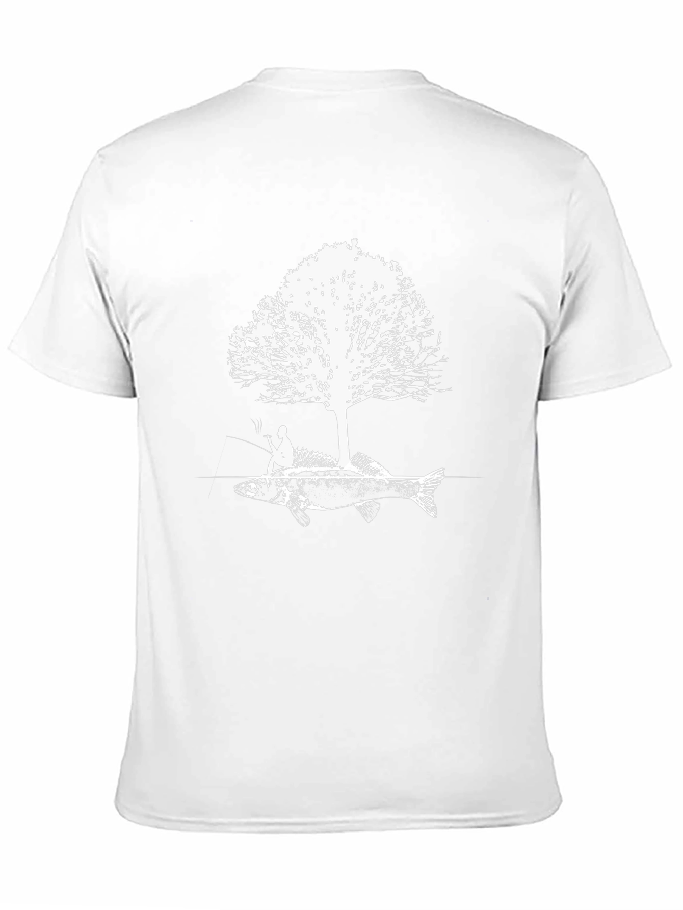 Black Fishing Tee: Fisherman Tree Fish Graphic T-Shirt view 11