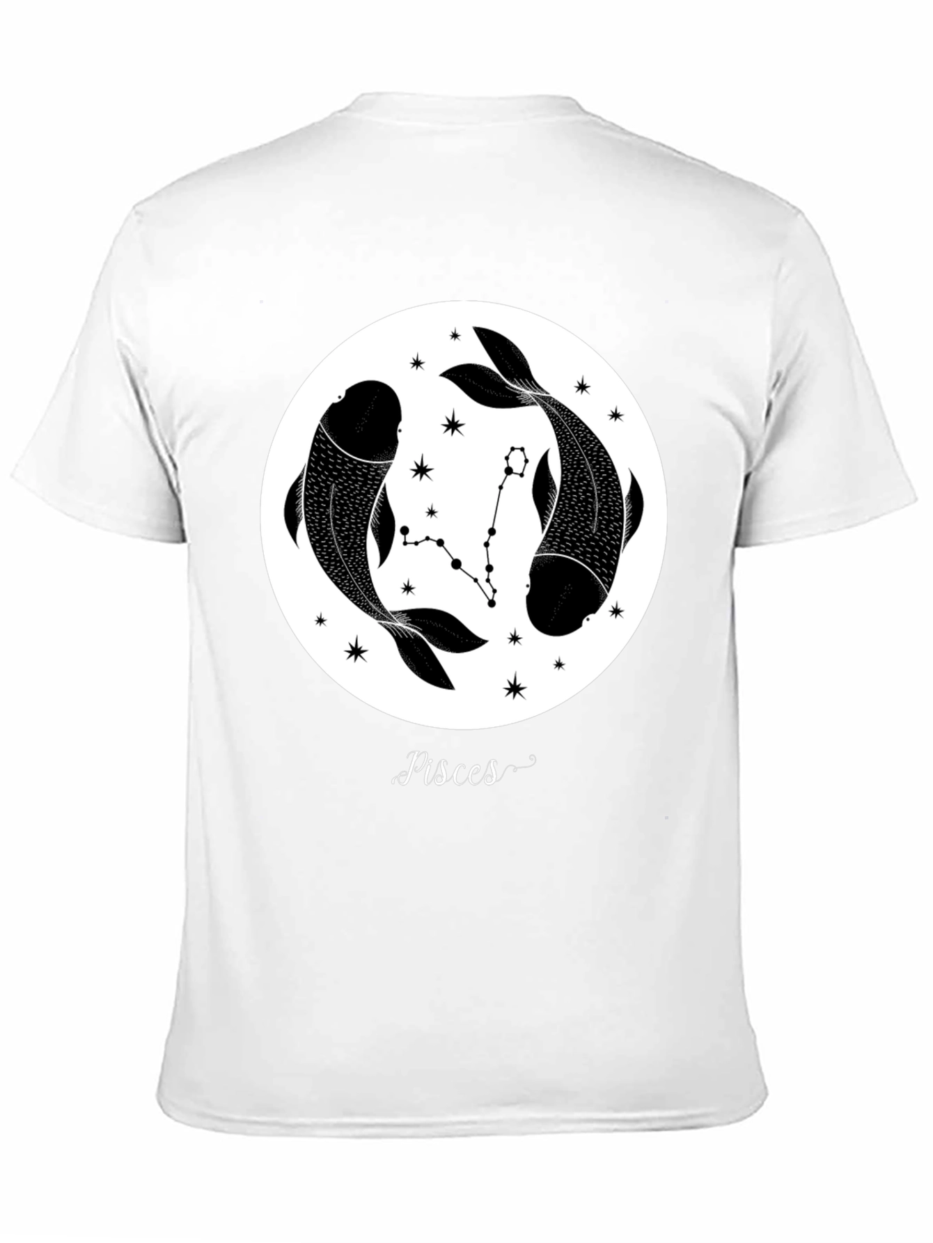Black Pisces Zodiac Black Graphic Tee view 11