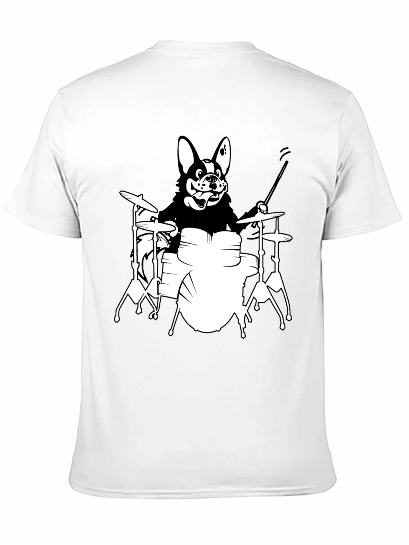 Black Dog Drummer Graphic T-Shirt - Black Unisex Tee view 11