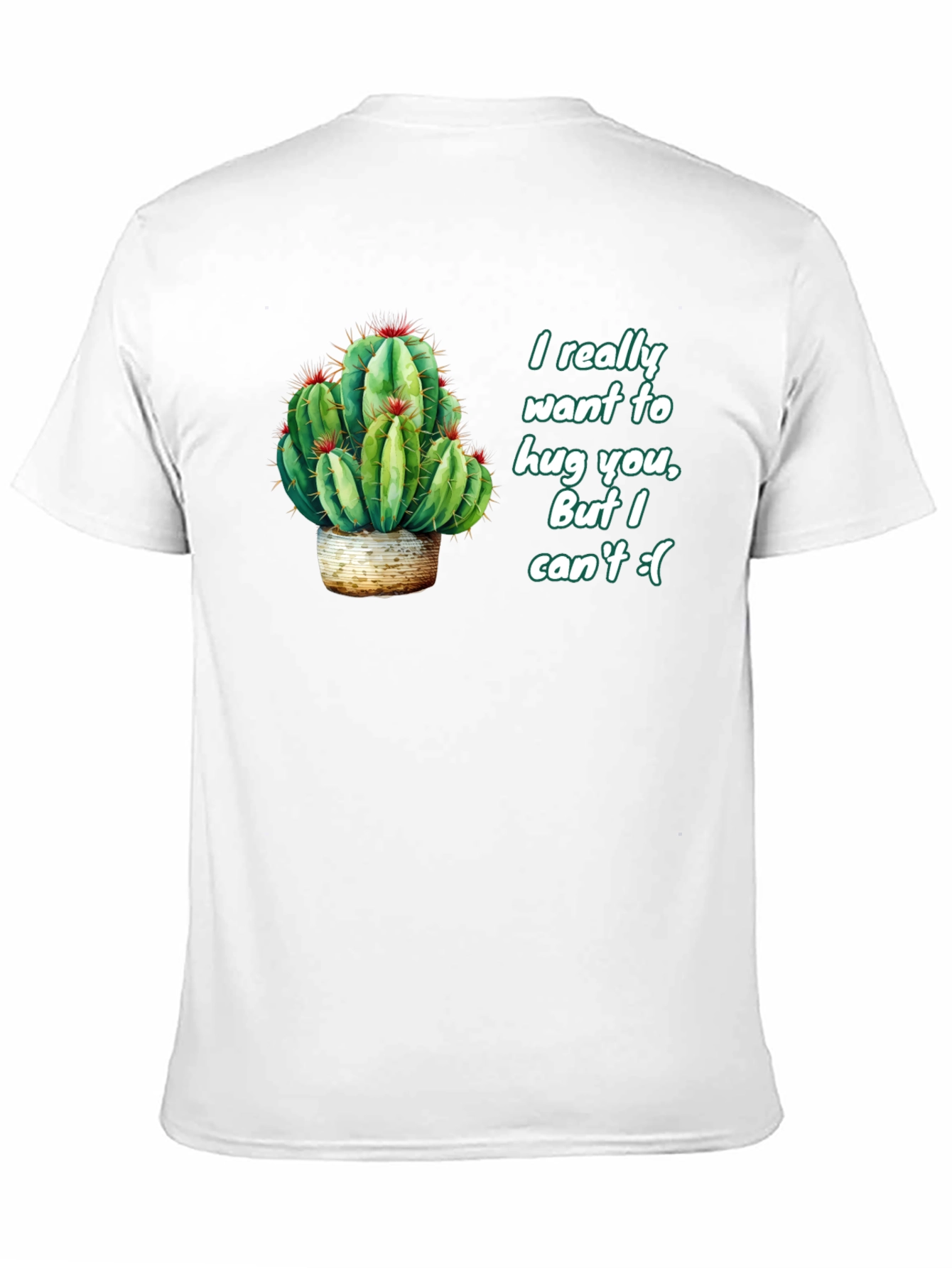 Black Cactus Hug Men's Black T-Shirt - Funny Graphic Tee view 11