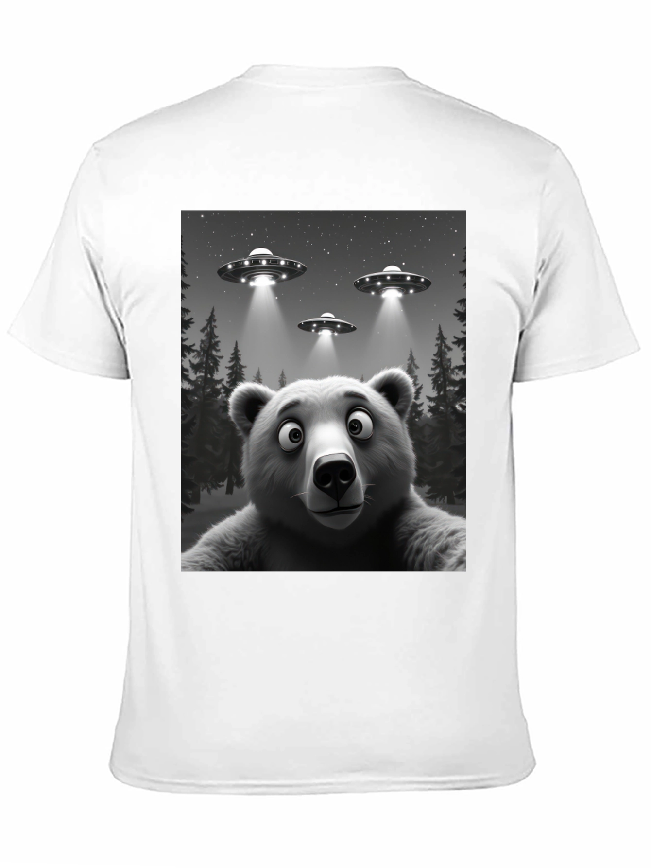 Black UFO Bear T-Shirt - Black Cotton Novelty Tee view 11