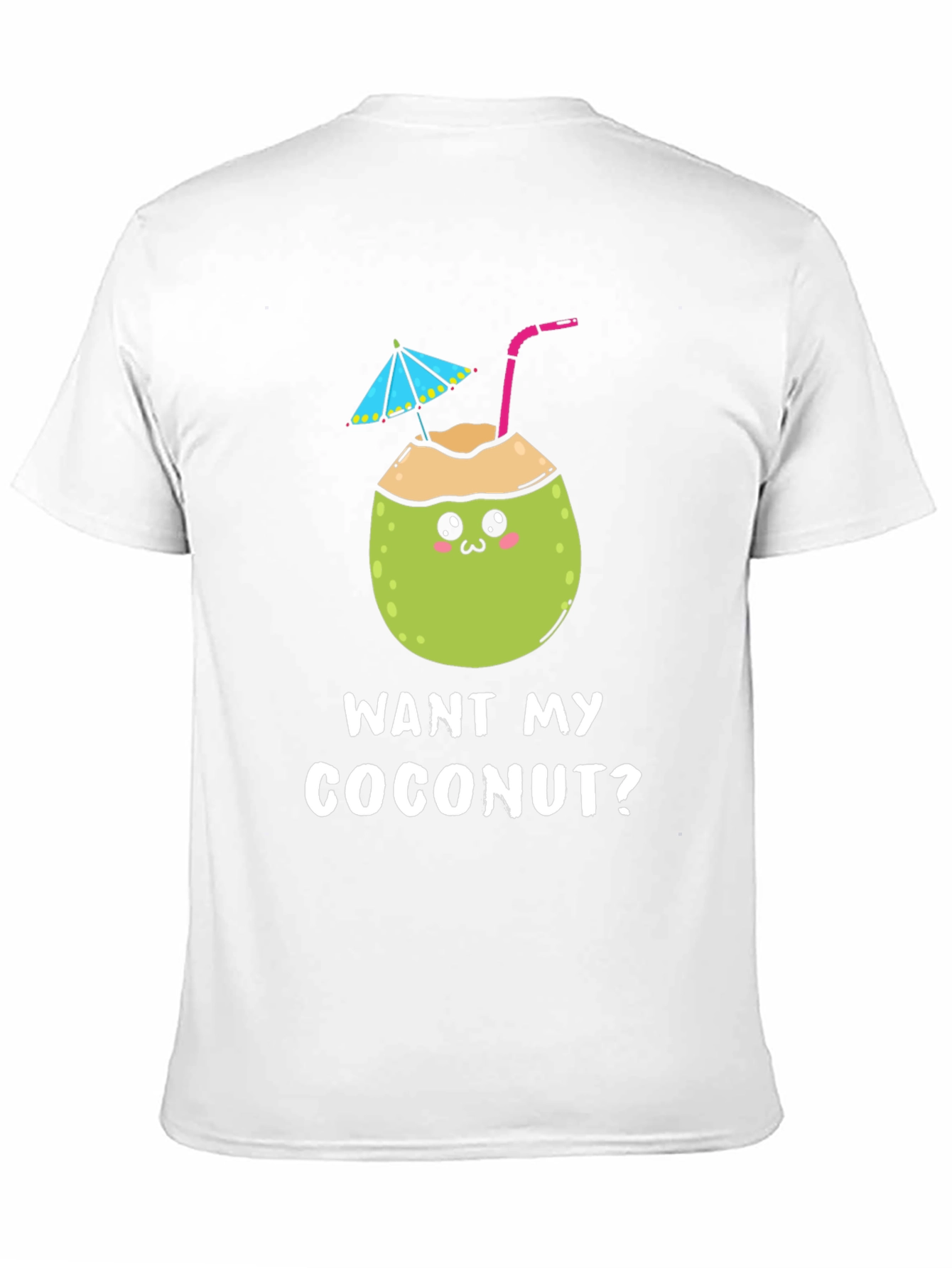 Black Want My Coconut? Novelty Graphic T-Shirt view 11