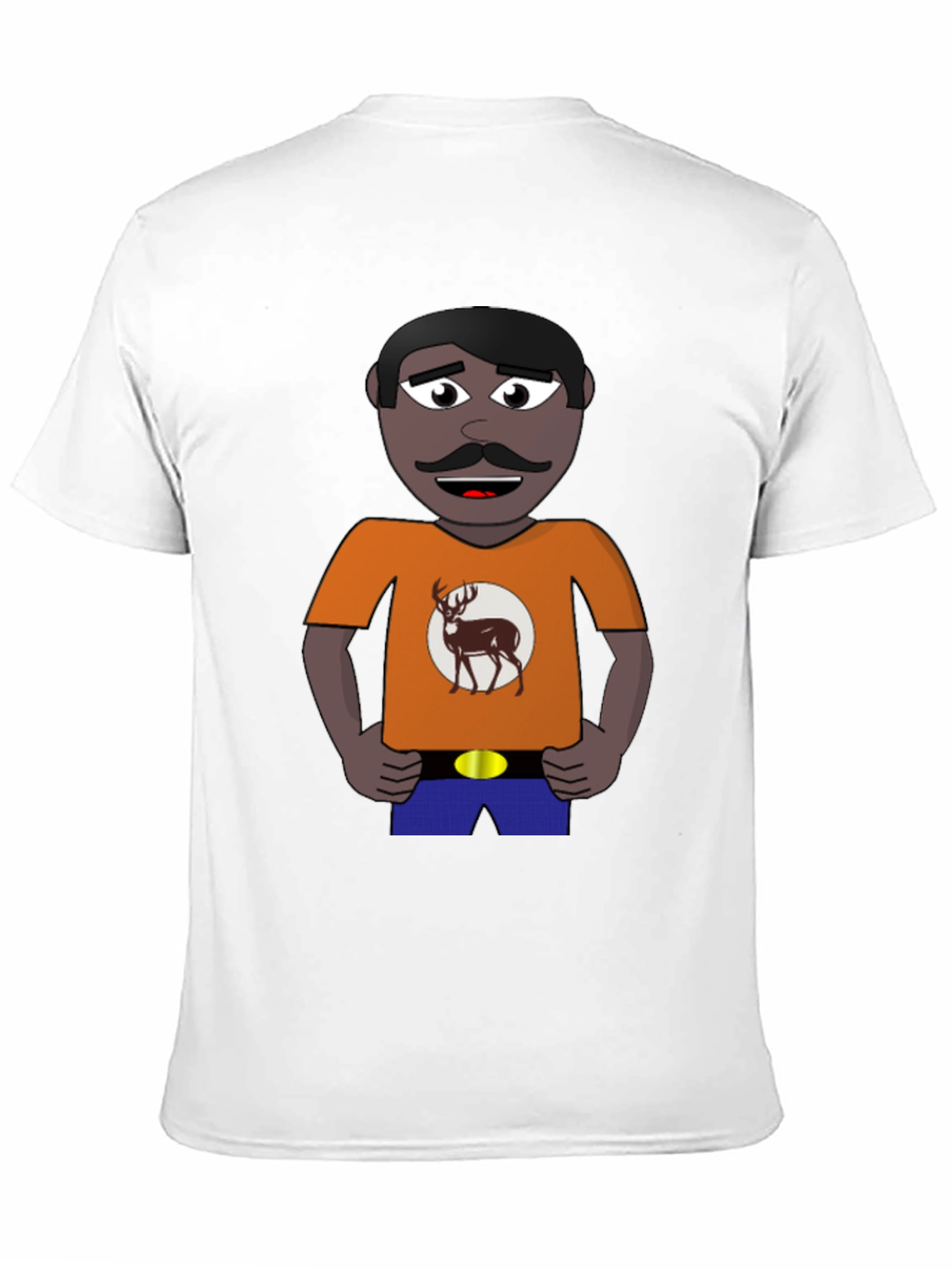 Black Cartoon Man with Deer Graphic T-Shirt view 11
