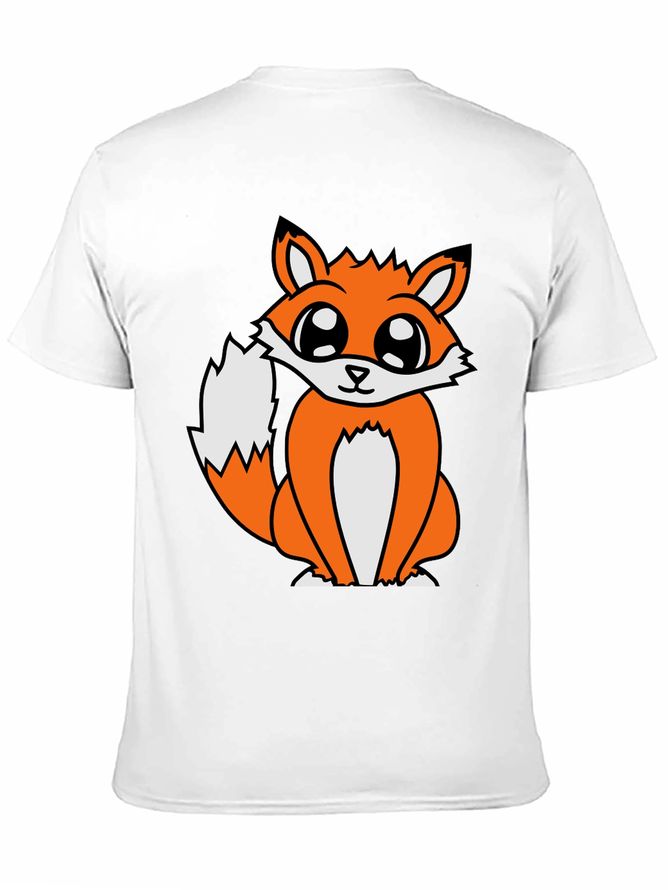 Black Cute Cartoon Fox Graphic T-Shirt - Black view 11