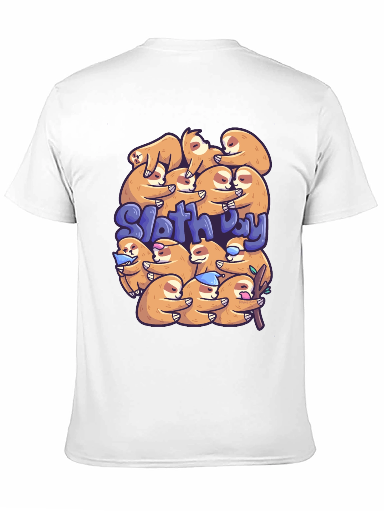 Black Cute Sloth Day T-Shirt view 11