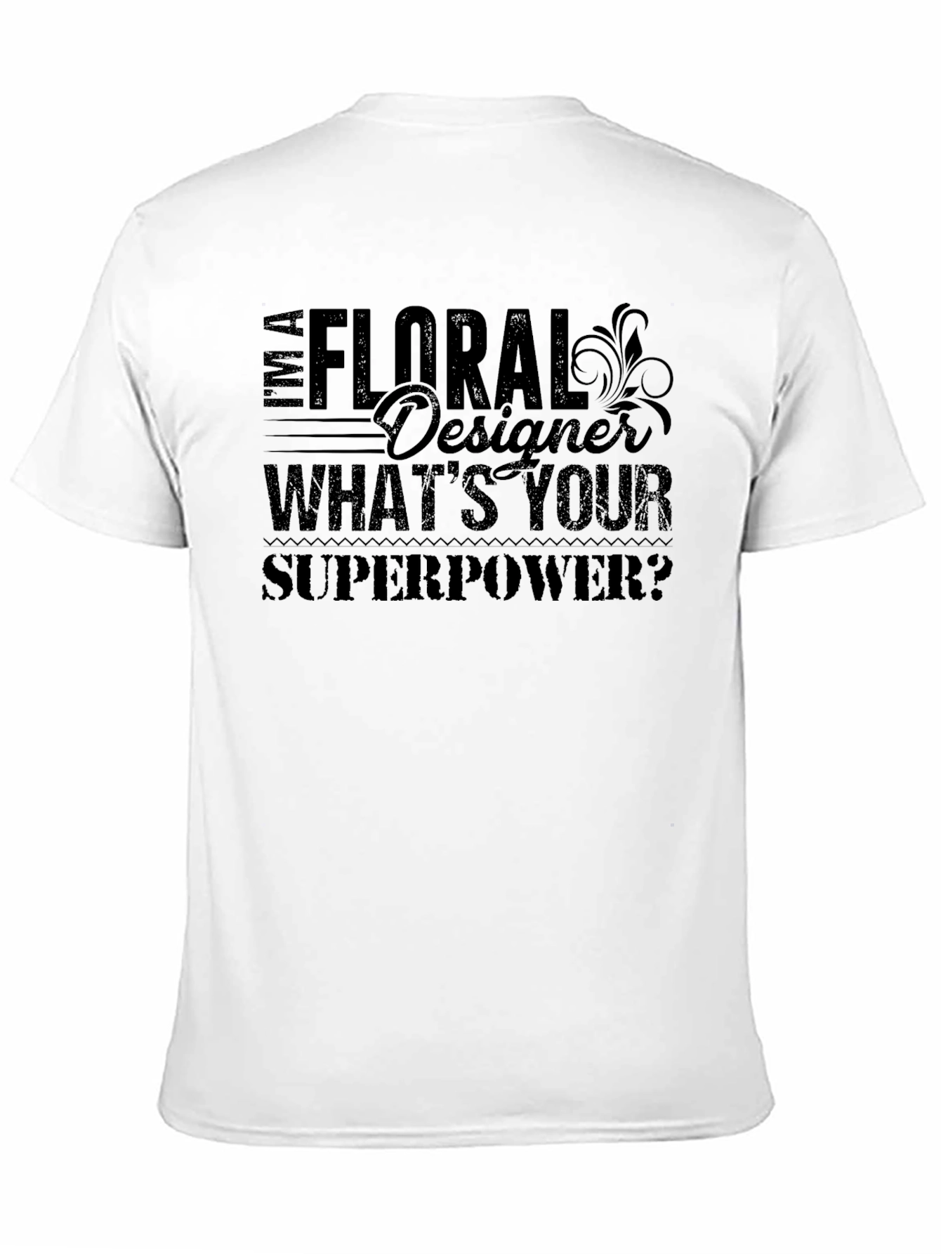 Black Floral Designer Superpower Black T-Shirt view 11