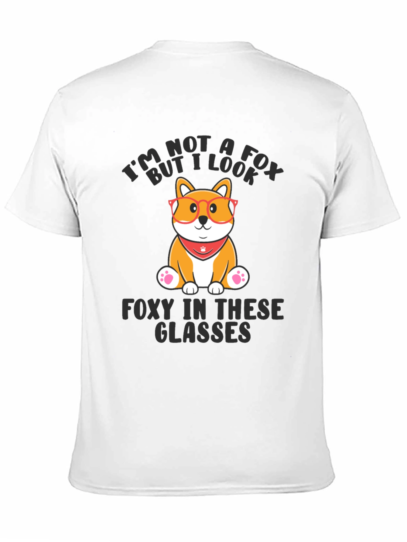 Black Funny Dog T-Shirt - Not a Fox Foxy in Glasses view 11