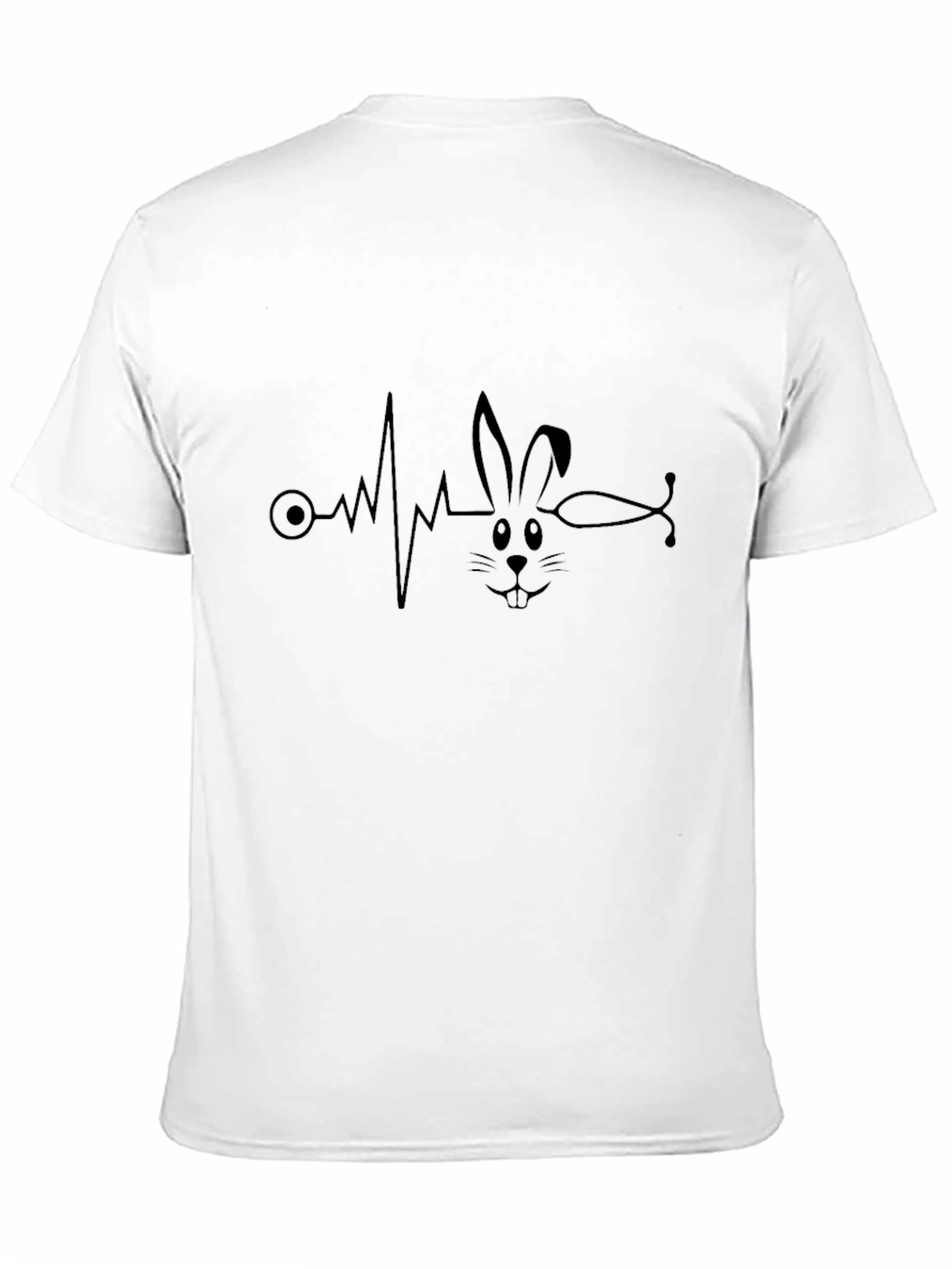 Black Bunny Heartbeat T-Shirt - Black, Unique Design view 11
