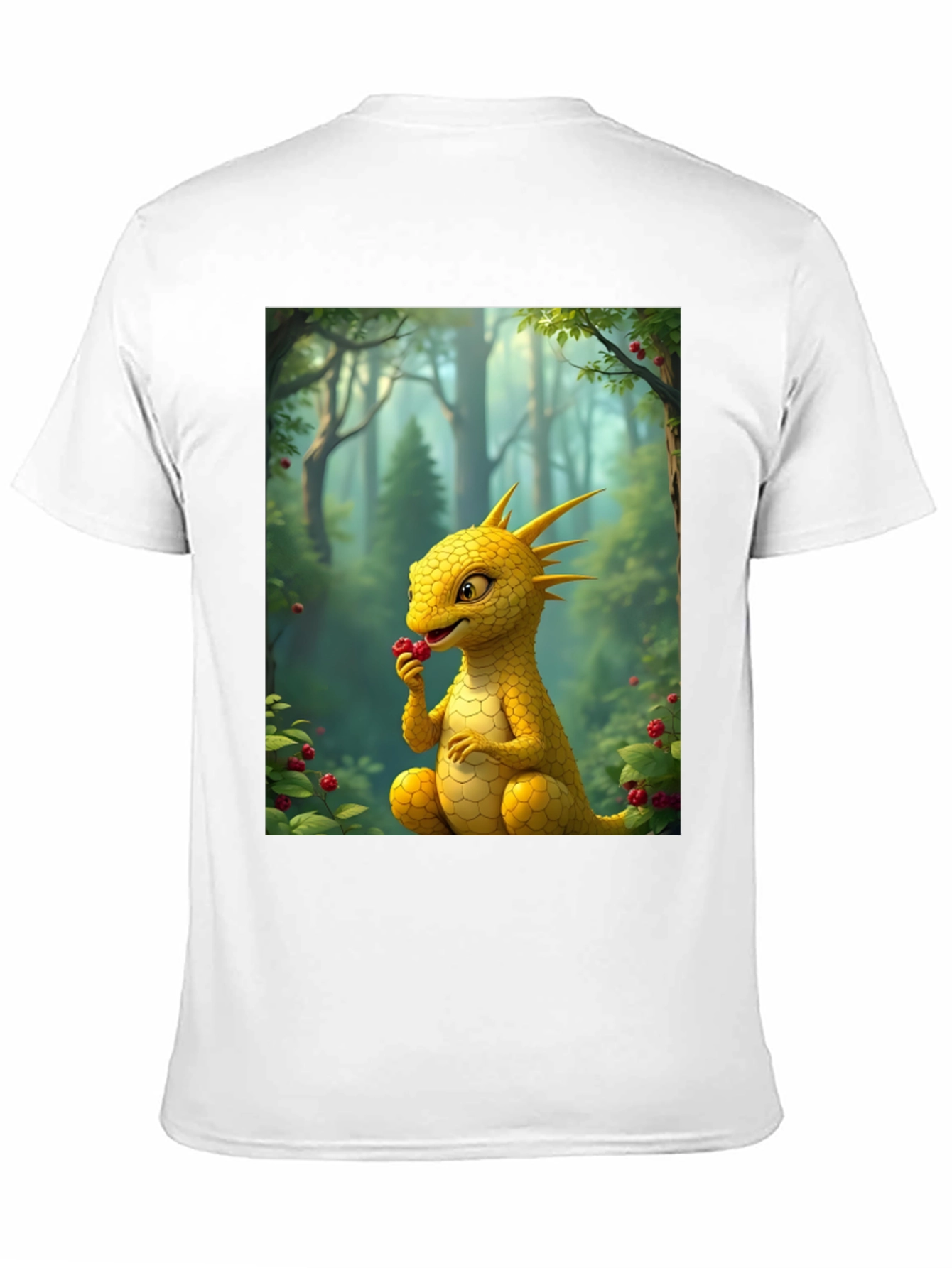 Black Cute Dragon Eating Berries Graphic Tee view 11