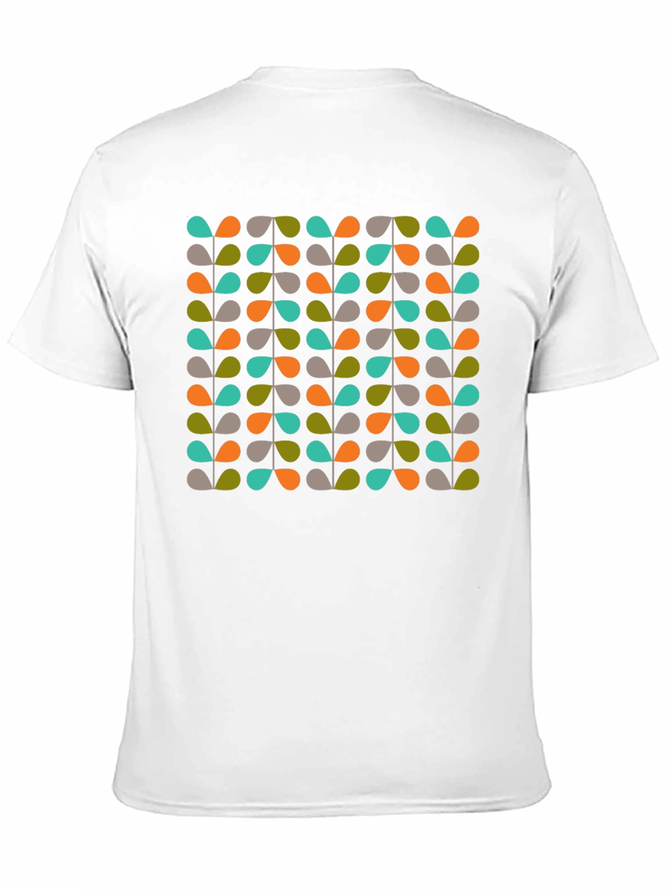 Black Retro Leaves Pattern Black T-Shirt view 11