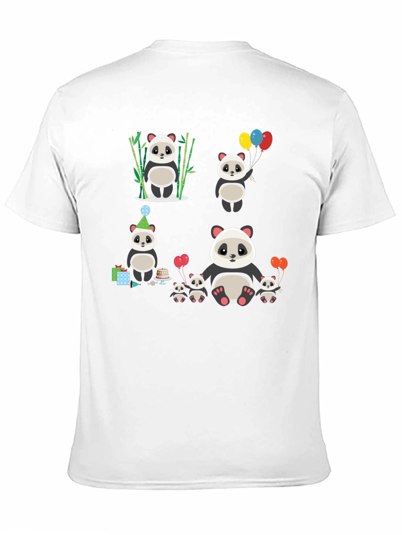 Black Cute Panda Family T-Shirt view 11