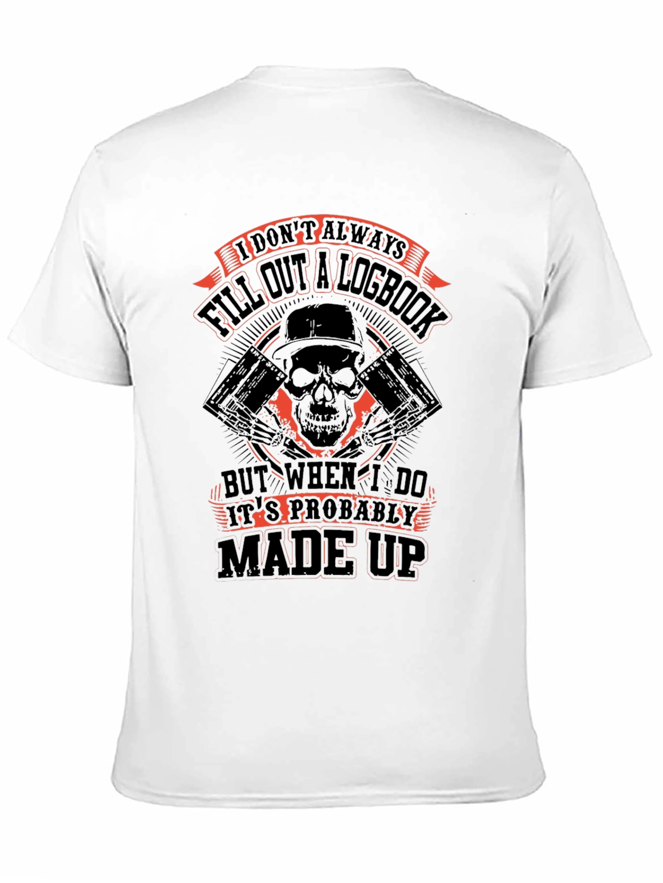 Black Funny Logbook Skull Graphic T-Shirt view 11