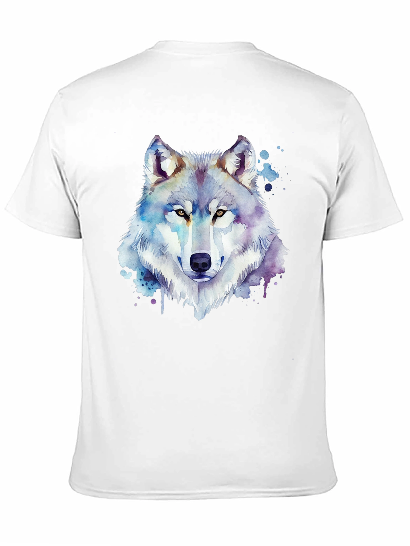Black Watercolor Wolf Graphic Black T-Shirt view 11