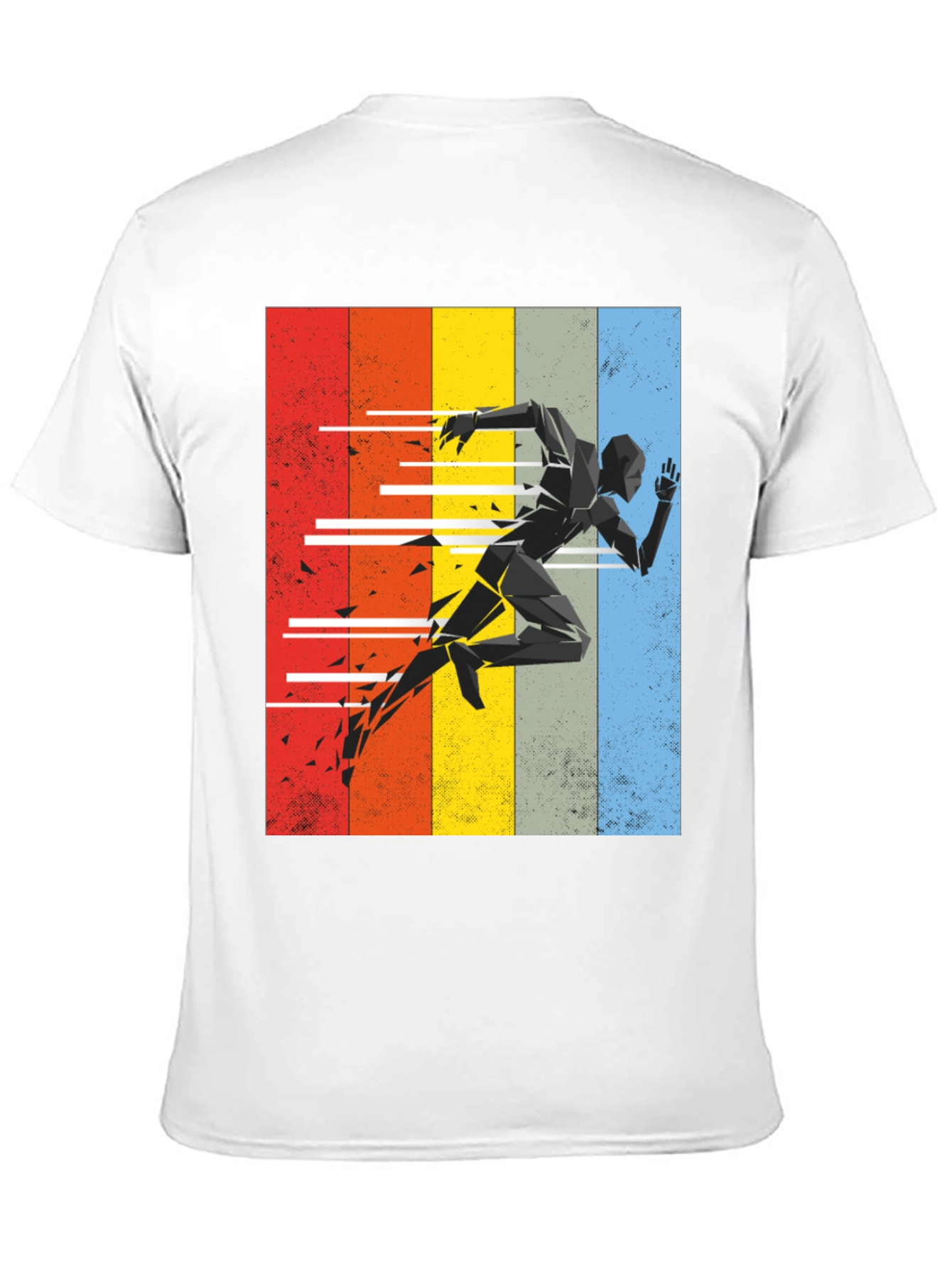 Black Geometric Runner Graphic Tee - Retro Style view 11