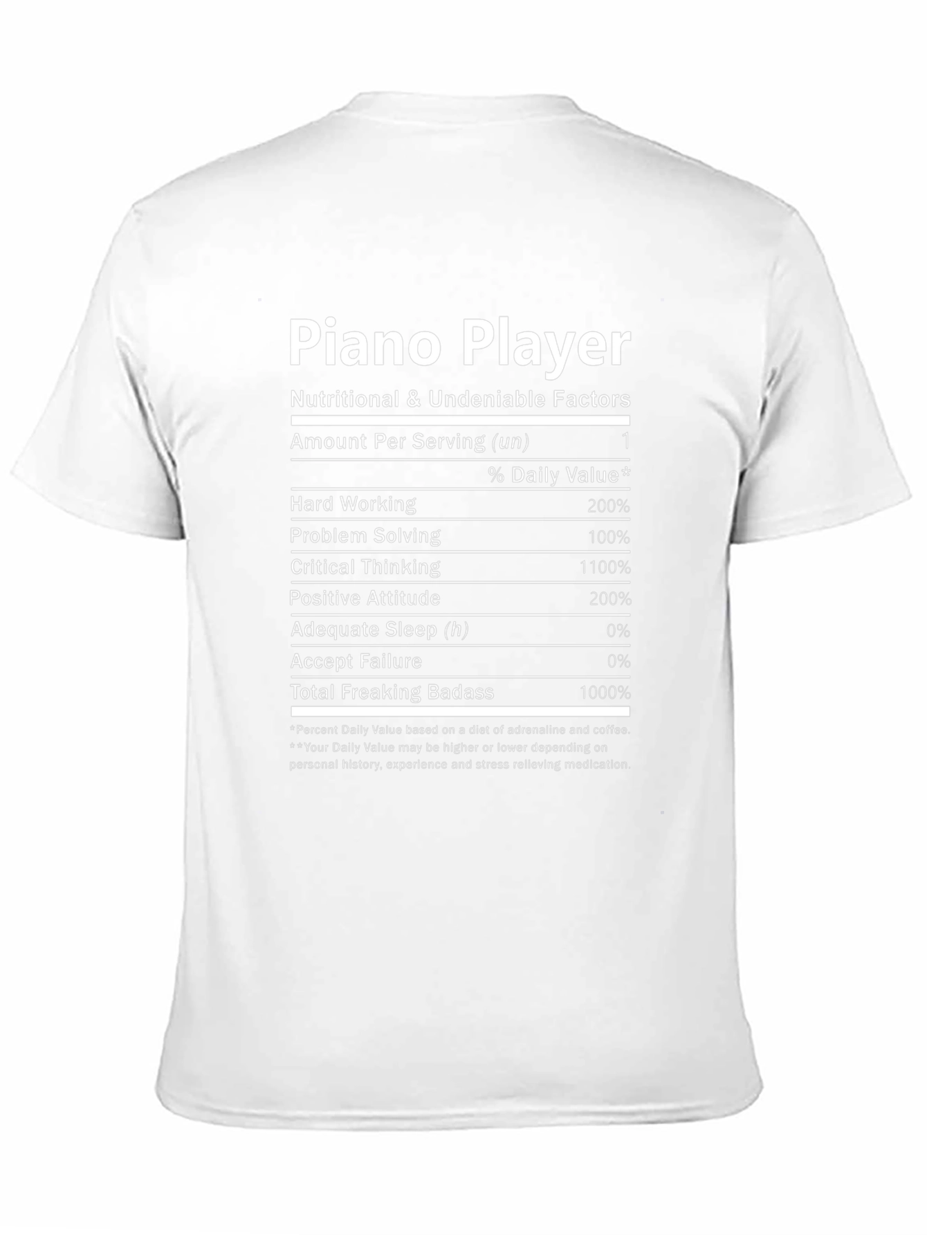 Black Piano Player Nutritional Facts T-Shirt view 11
