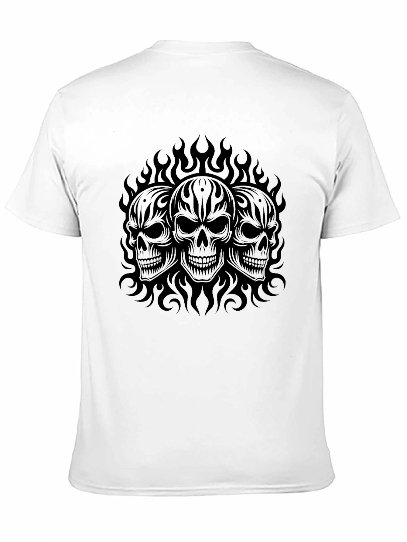 Black Skull Flames Graphic Black T-Shirt view 11
