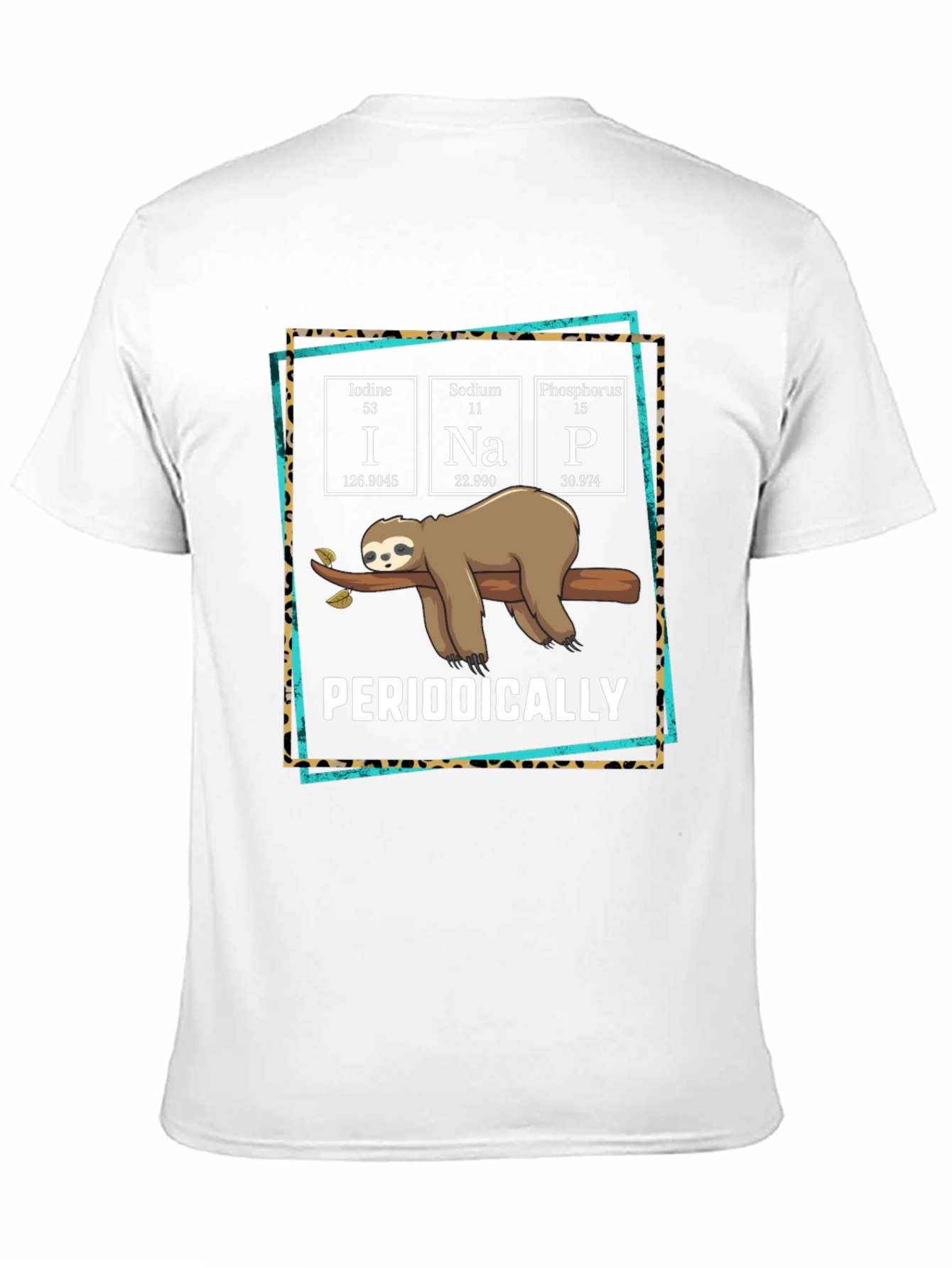 Black Funny Periodic Table Sloth T-Shirt view 11