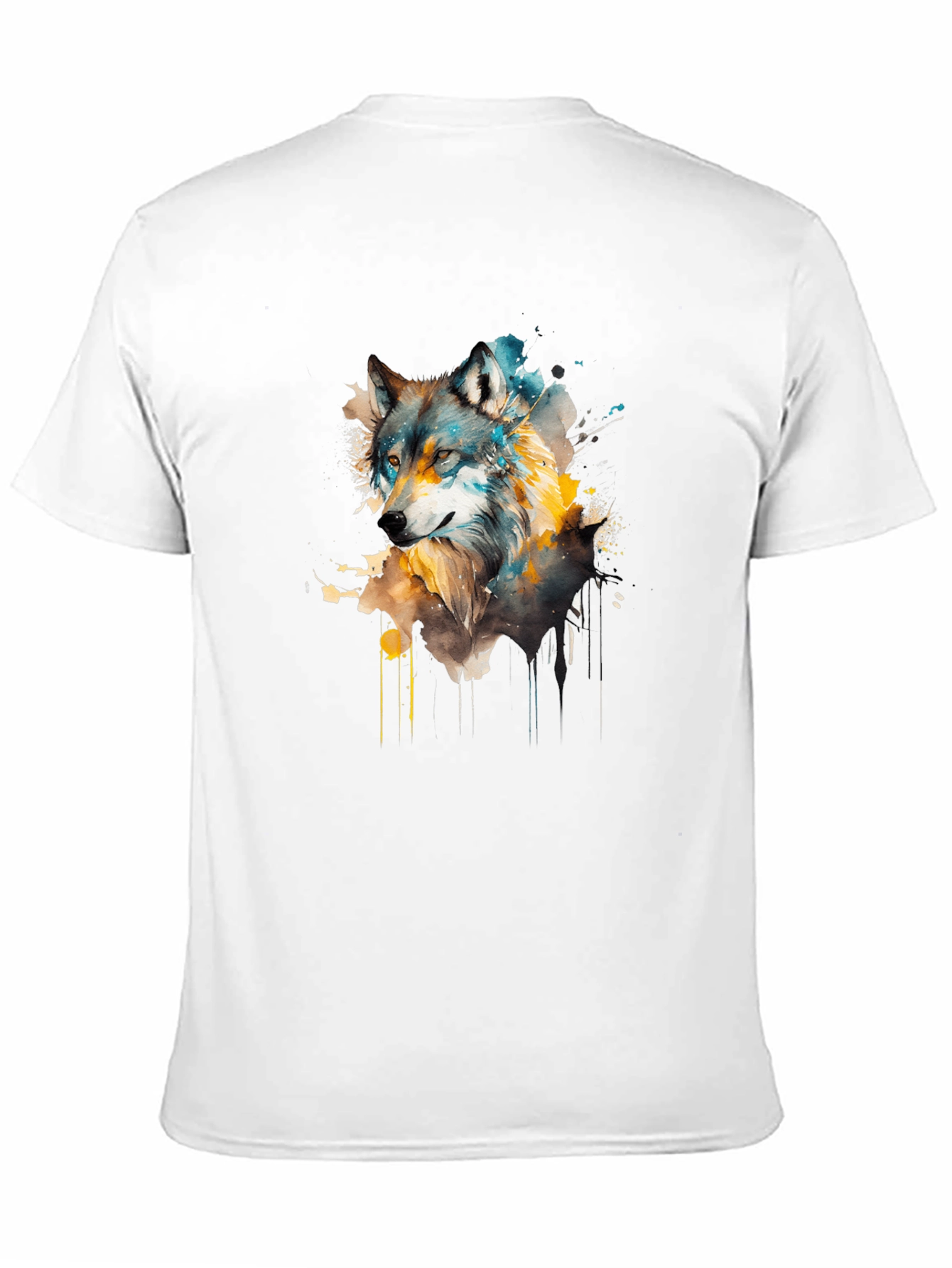 Black Watercolor Wolf Graphic Tee - Unisex Black T-Shirt view 11