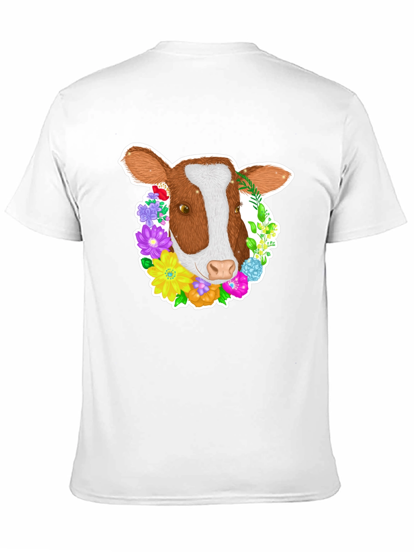 Black Floral Cow T-Shirt - Black Cotton Tee view 11