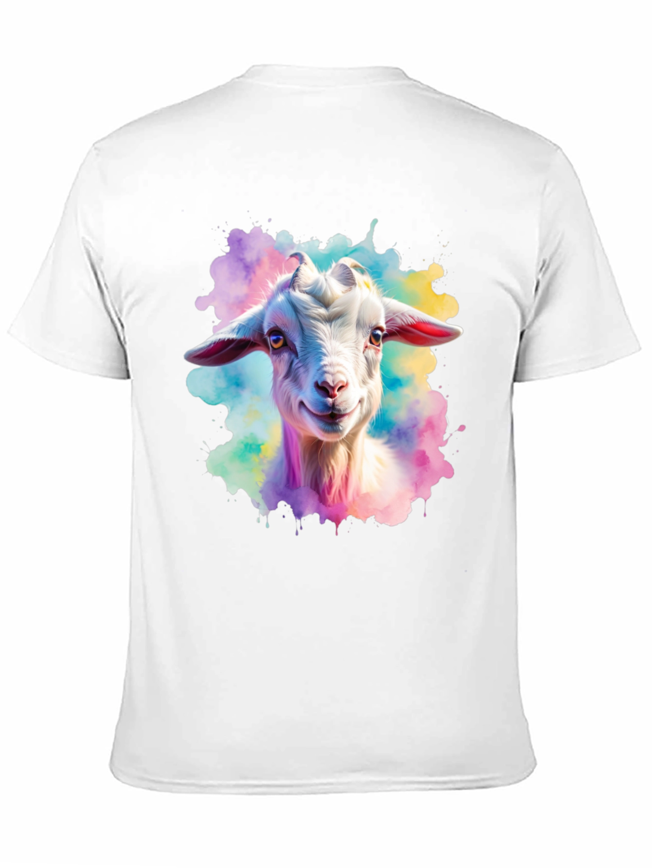 Black Goat Watercolor Graphic Print Black T-Shirt view 11
