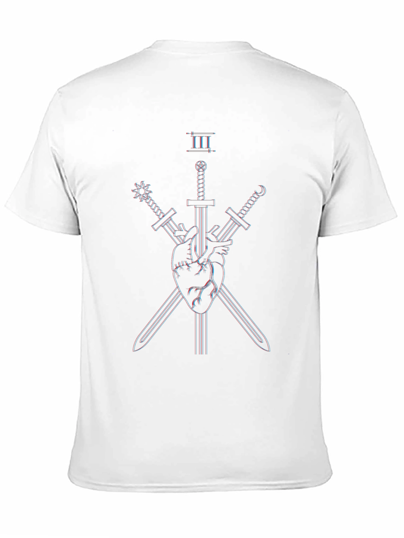 Black Three of Swords T-Shirt: Heart & Swords Graphic Tee view 11