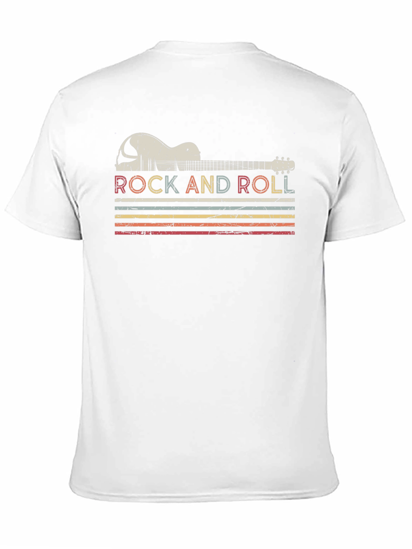 Black Retro Rock and Roll Guitar T-Shirt view 11