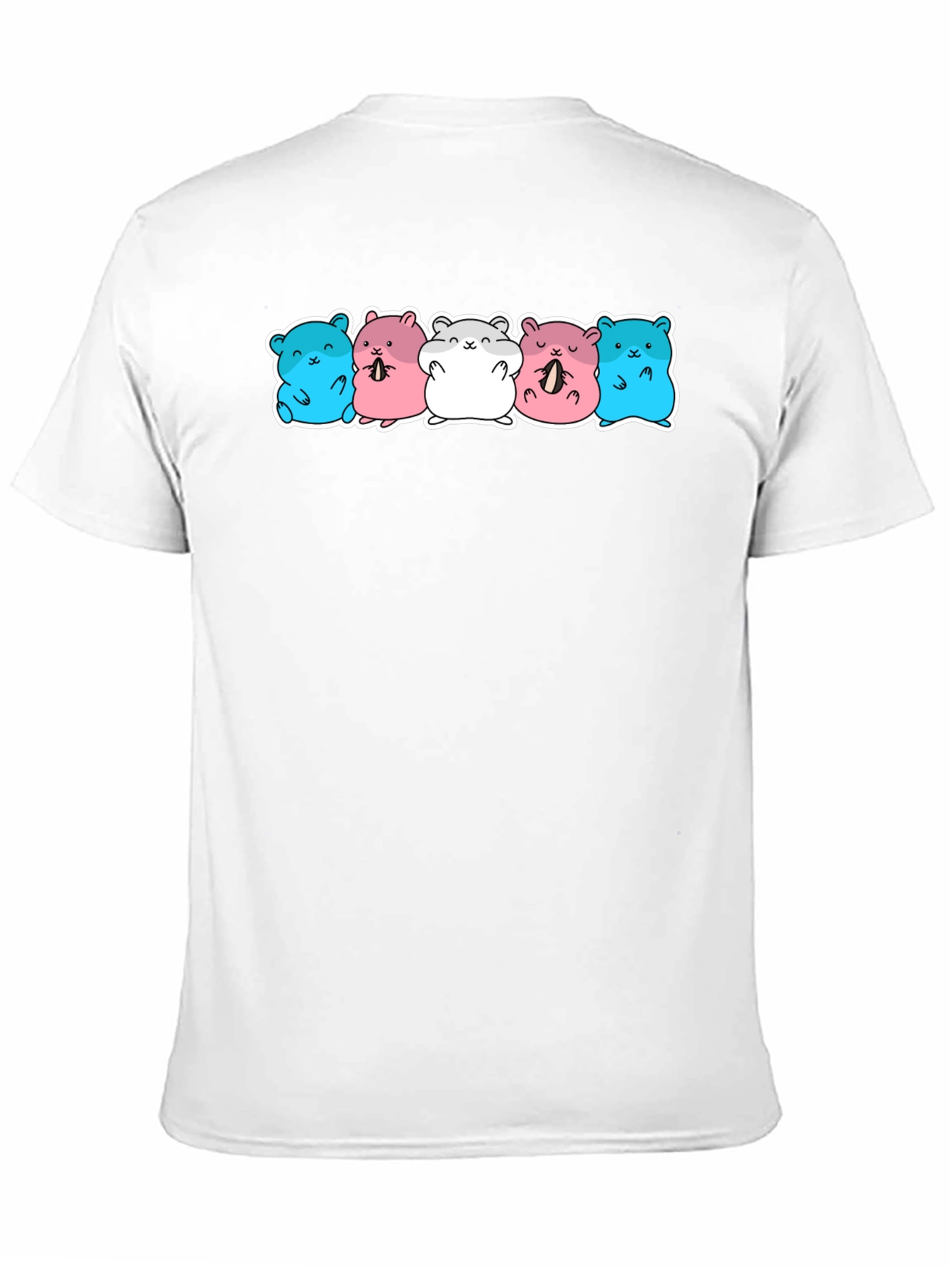 Black Cute Hamster Pattern Black T-Shirt view 11
