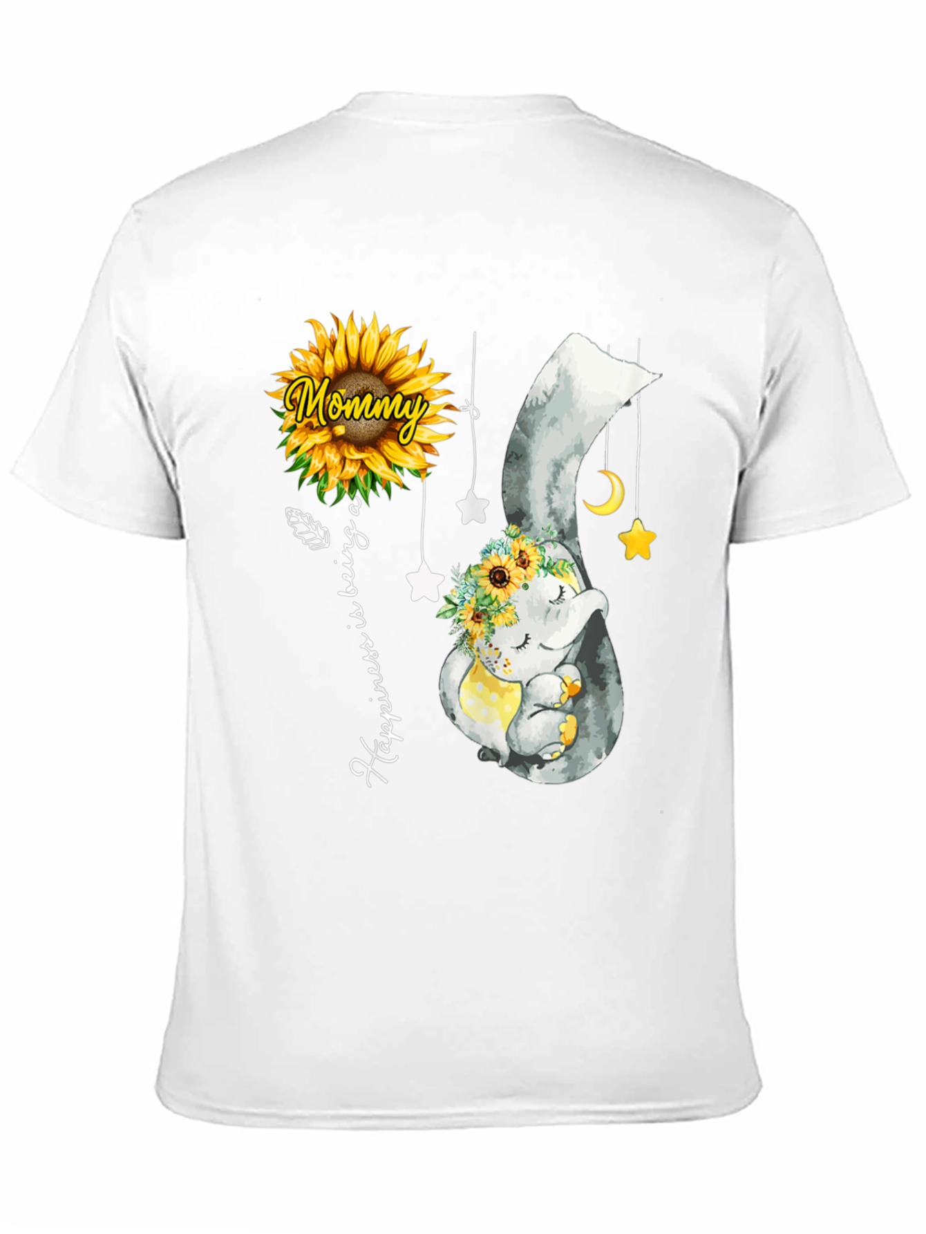 Black Mommy & Baby Elephant Sunflower T-Shirt view 11
