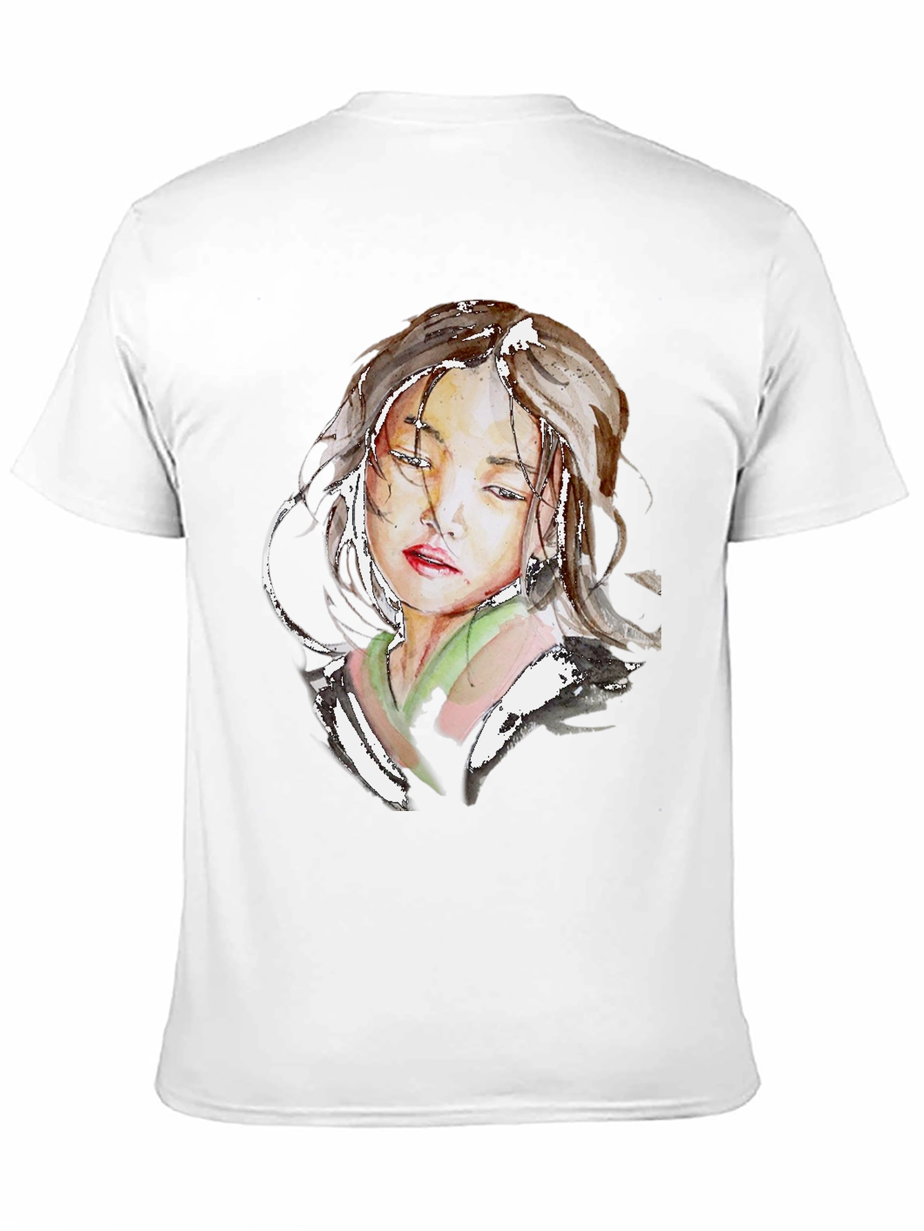 Black Watercolor Portrait Graphic Black T-Shirt view 11