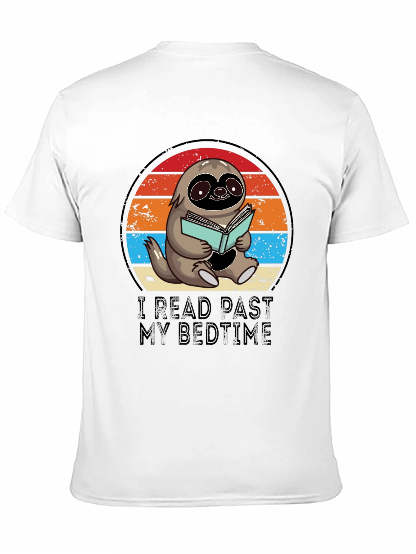 Black Funny Sloth Reading T-Shirt view 11