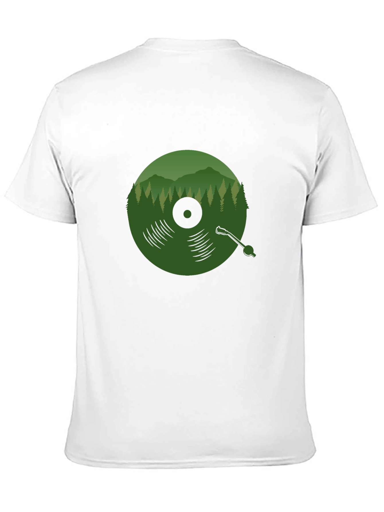 Black Green Vinyl Record Forest T-Shirt view 11