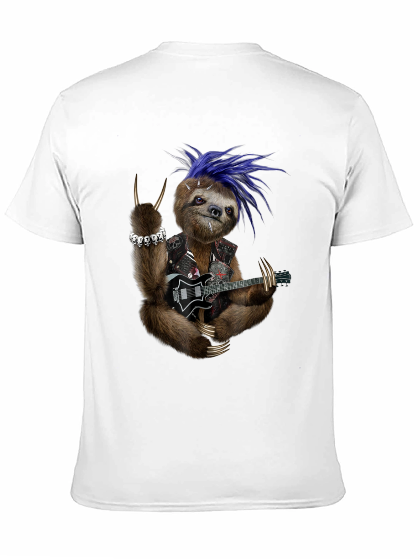 Black Rocking Sloth T-Shirt - Heavy Metal Animal Tee view 11