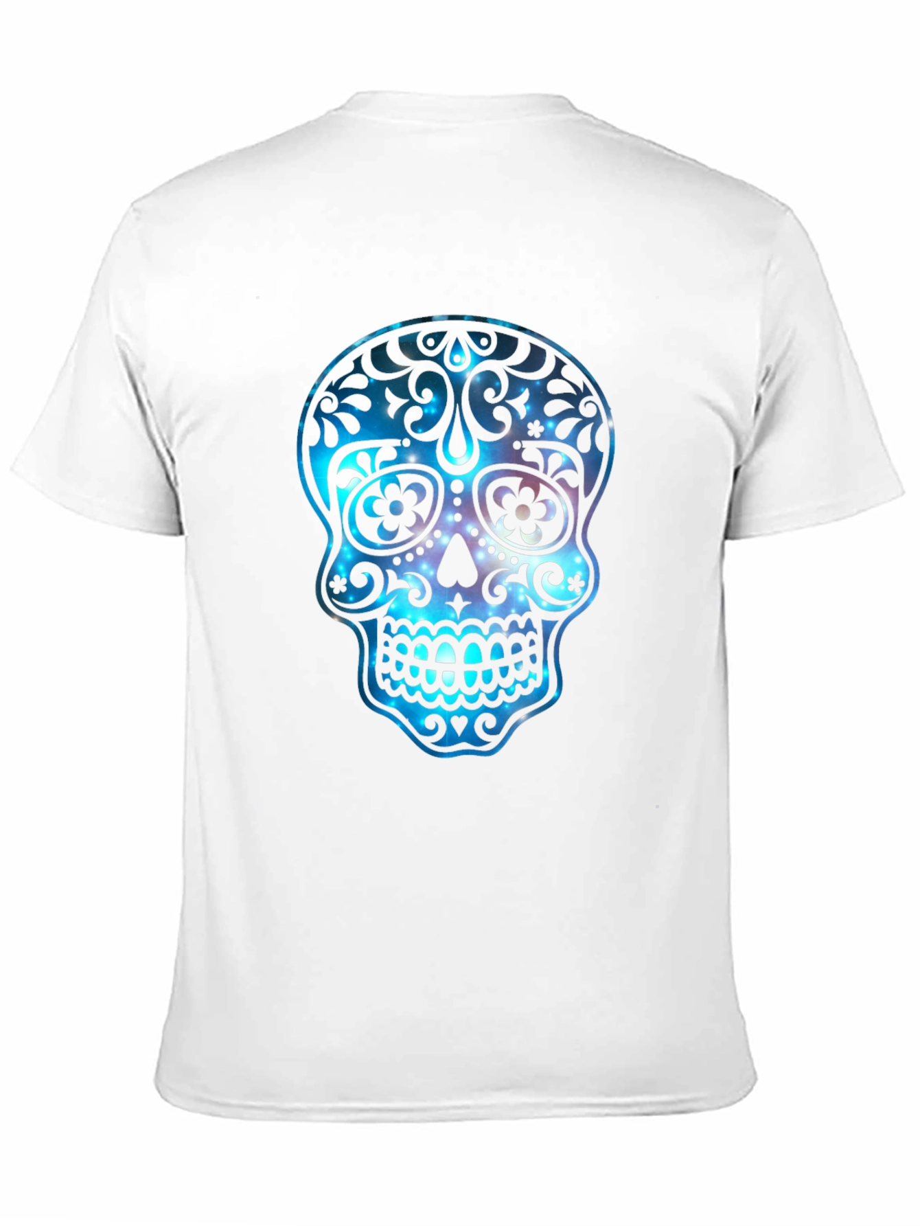 Black Sugar Skull Galaxy Graphic T-Shirt view 11