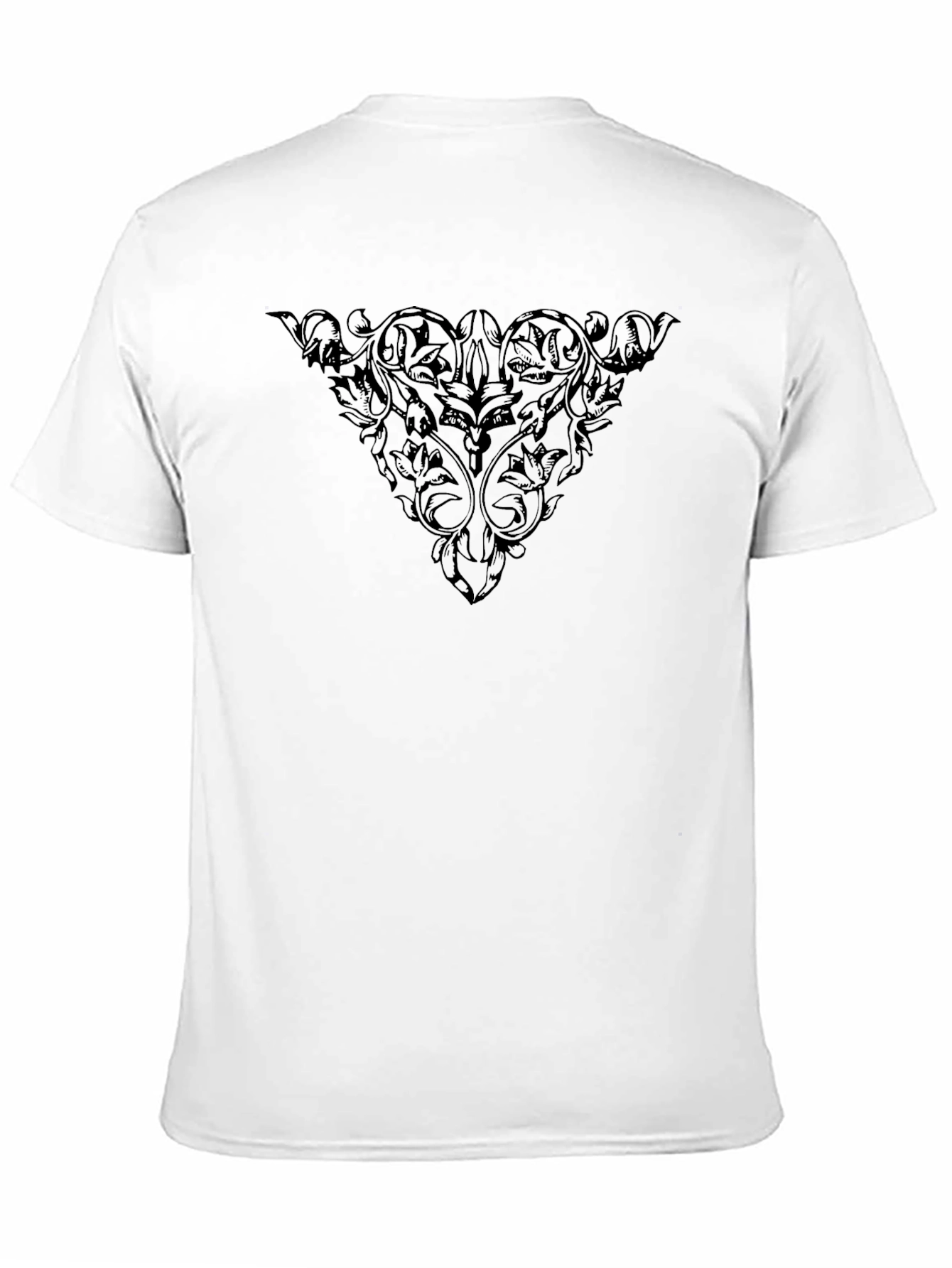 Men's Black Floral Scrollwork Graphic T-Shirt - 11