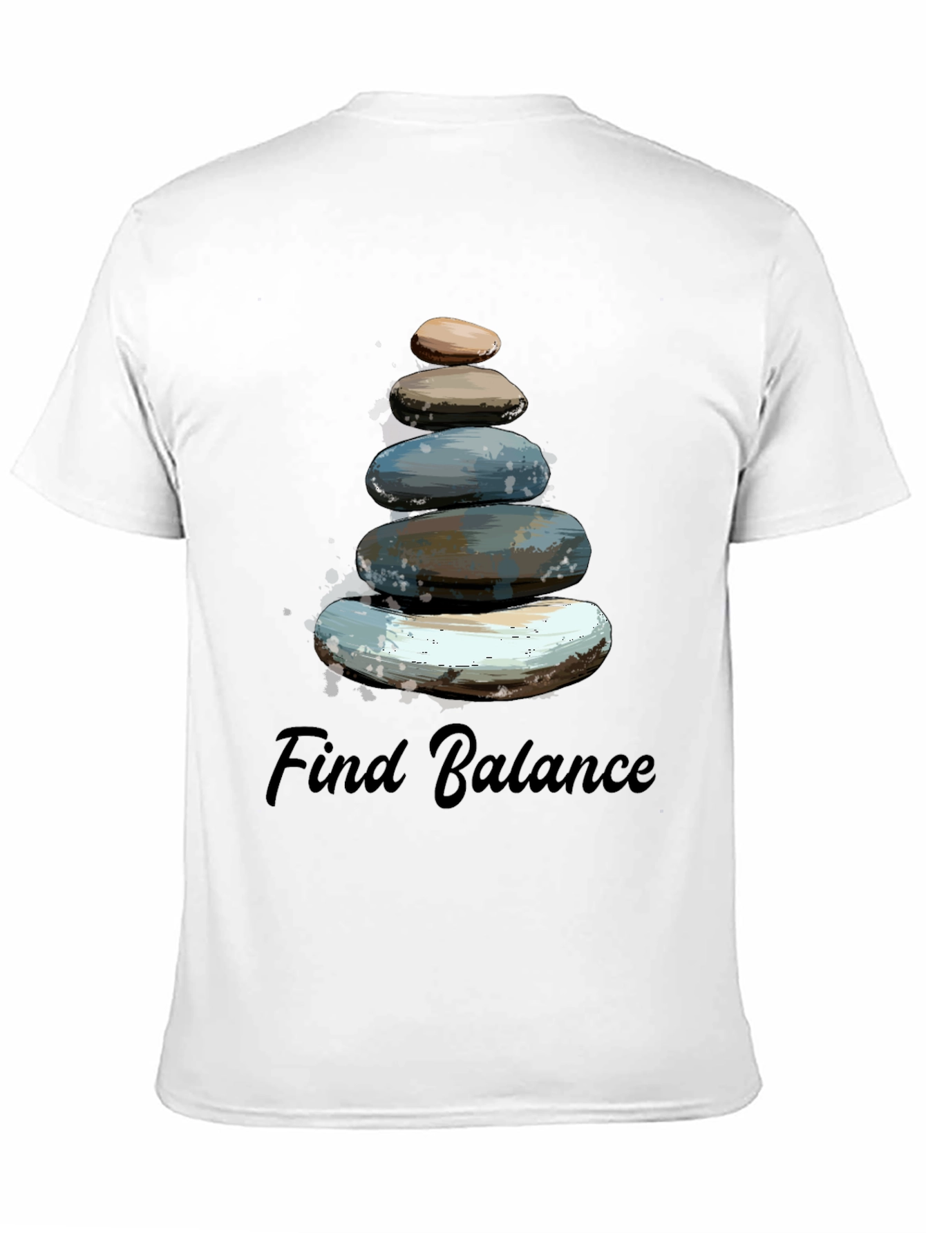 Black Find Balance Stone Stack Men's T-Shirt view 11